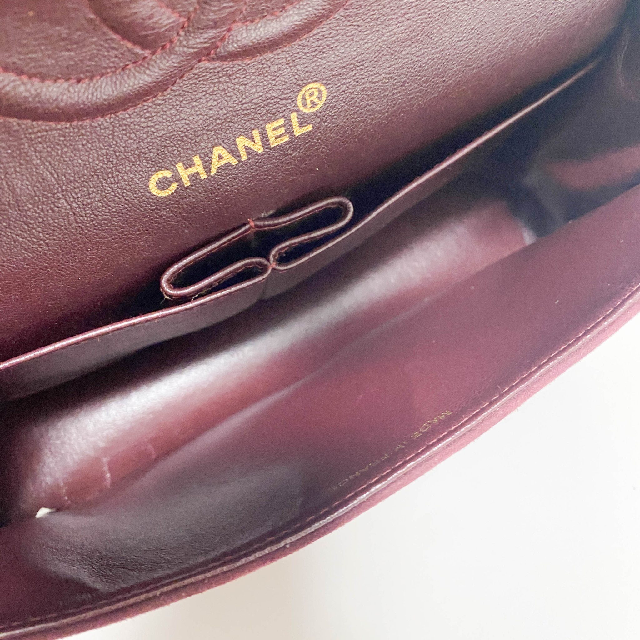 CHANEL TImeless Classic Double Flap Burgundy Suede Chain Shoulder Bag in Sold by HIVE PRELOVED - Crossbody bags, Shoulder Bag