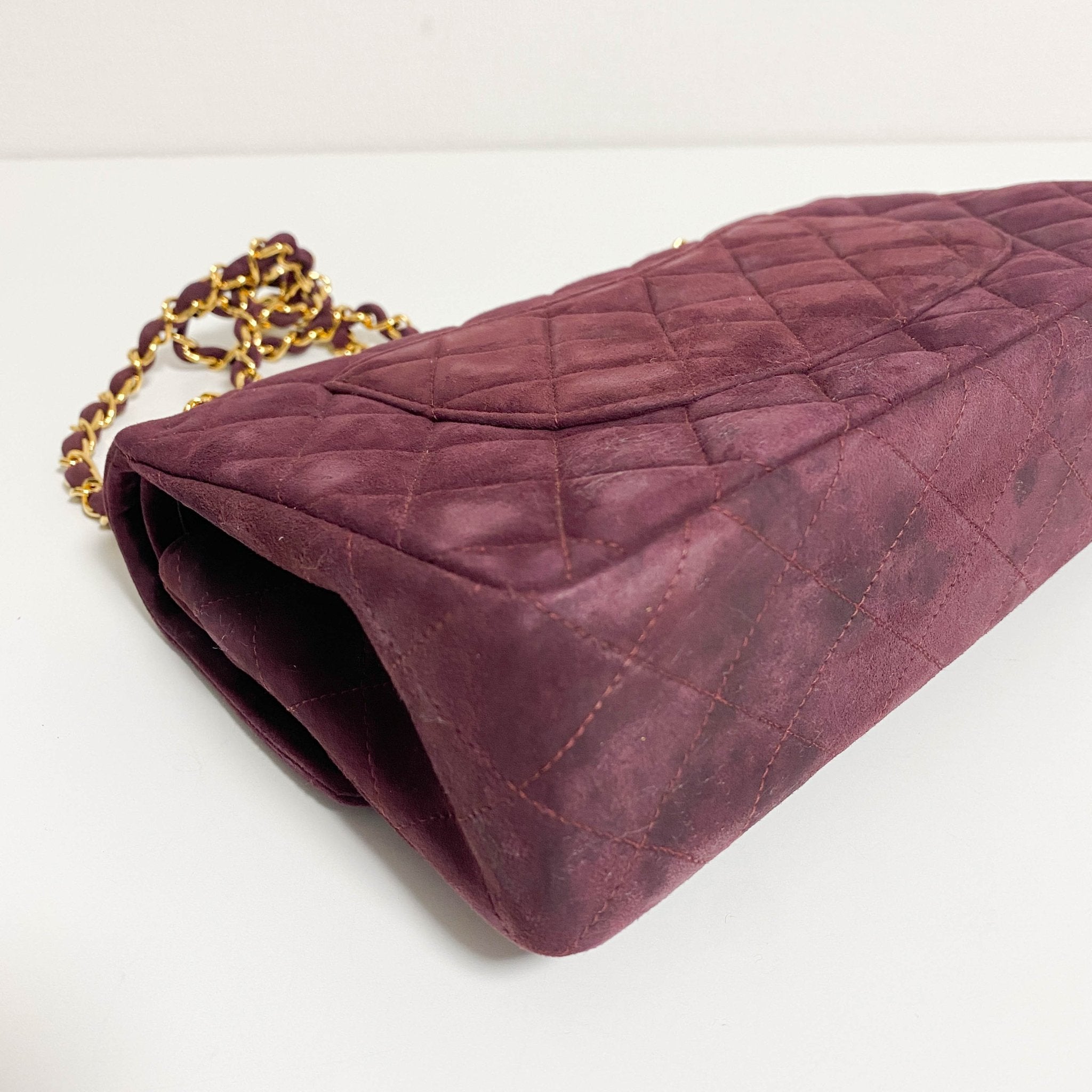 CHANEL TImeless Classic Double Flap Burgundy Suede Chain Shoulder Bag in Sold by HIVE PRELOVED - Crossbody bags, Shoulder Bag