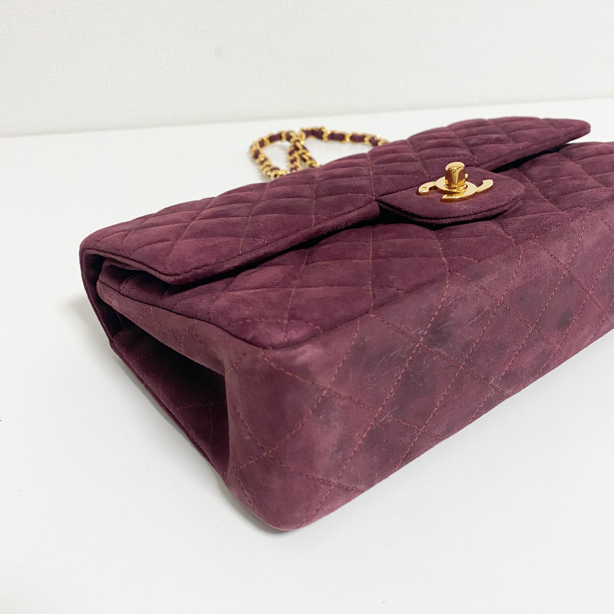 CHANEL TImeless Classic Double Flap Burgundy Suede Chain Shoulder Bag in Sold by HIVE PRELOVED - Crossbody bags, Shoulder Bag