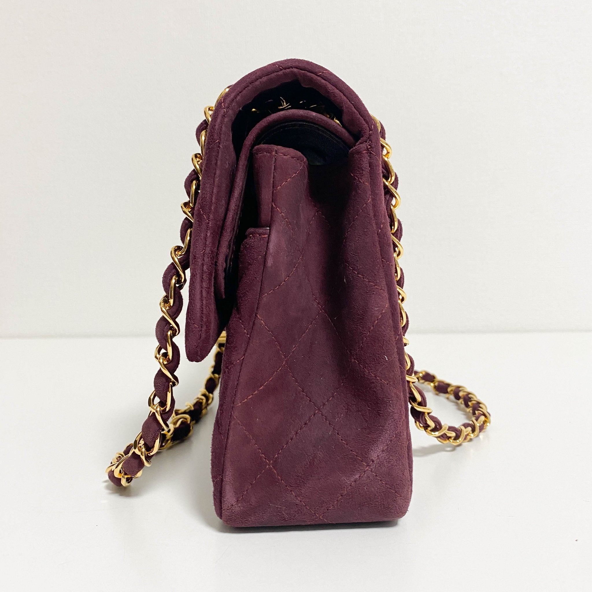 CHANEL TImeless Classic Double Flap Burgundy Suede Chain Shoulder Bag in Sold by HIVE PRELOVED - Crossbody bags, Shoulder Bag