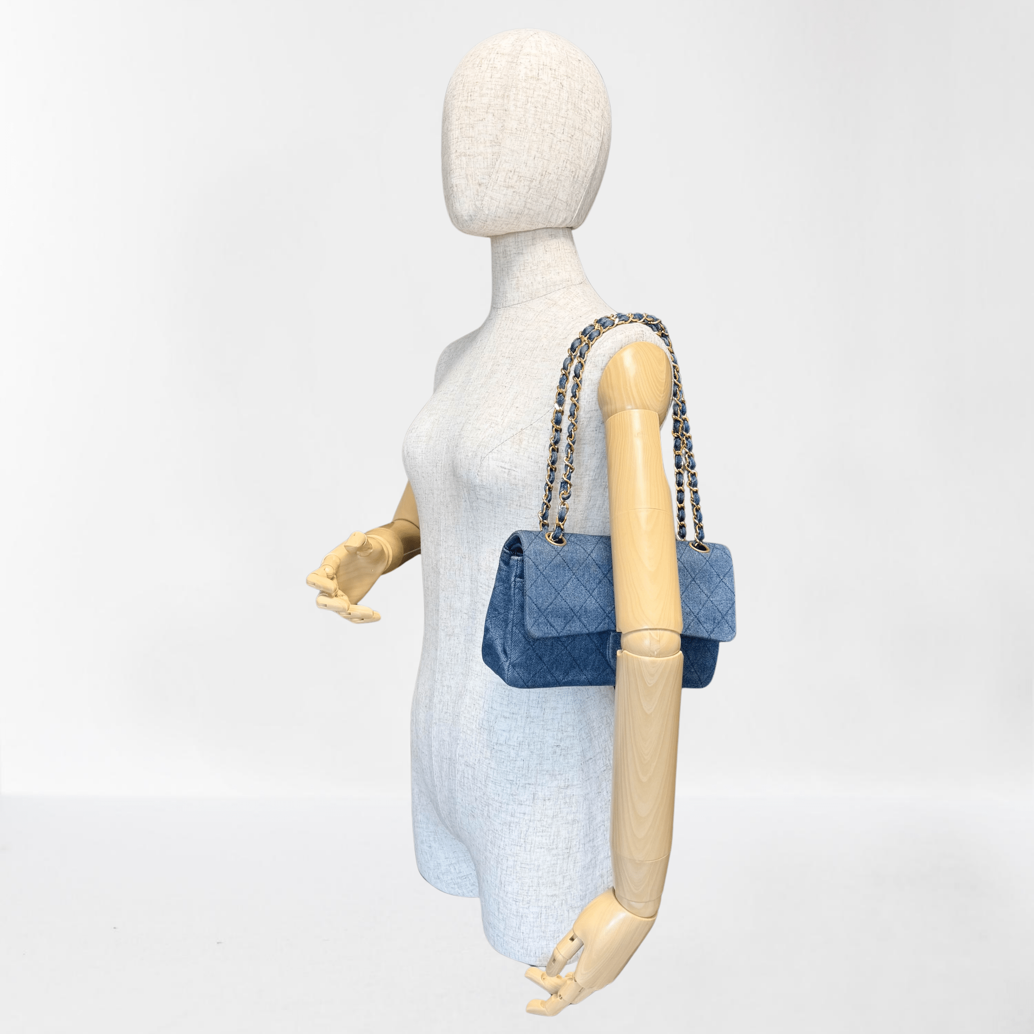 CHANEL Timeless Classic Double Flap Navy Denim Chain Shoulder Bag, in , Sold by HIVE PRELOVED - Crossbody bags, Shoulder Bags