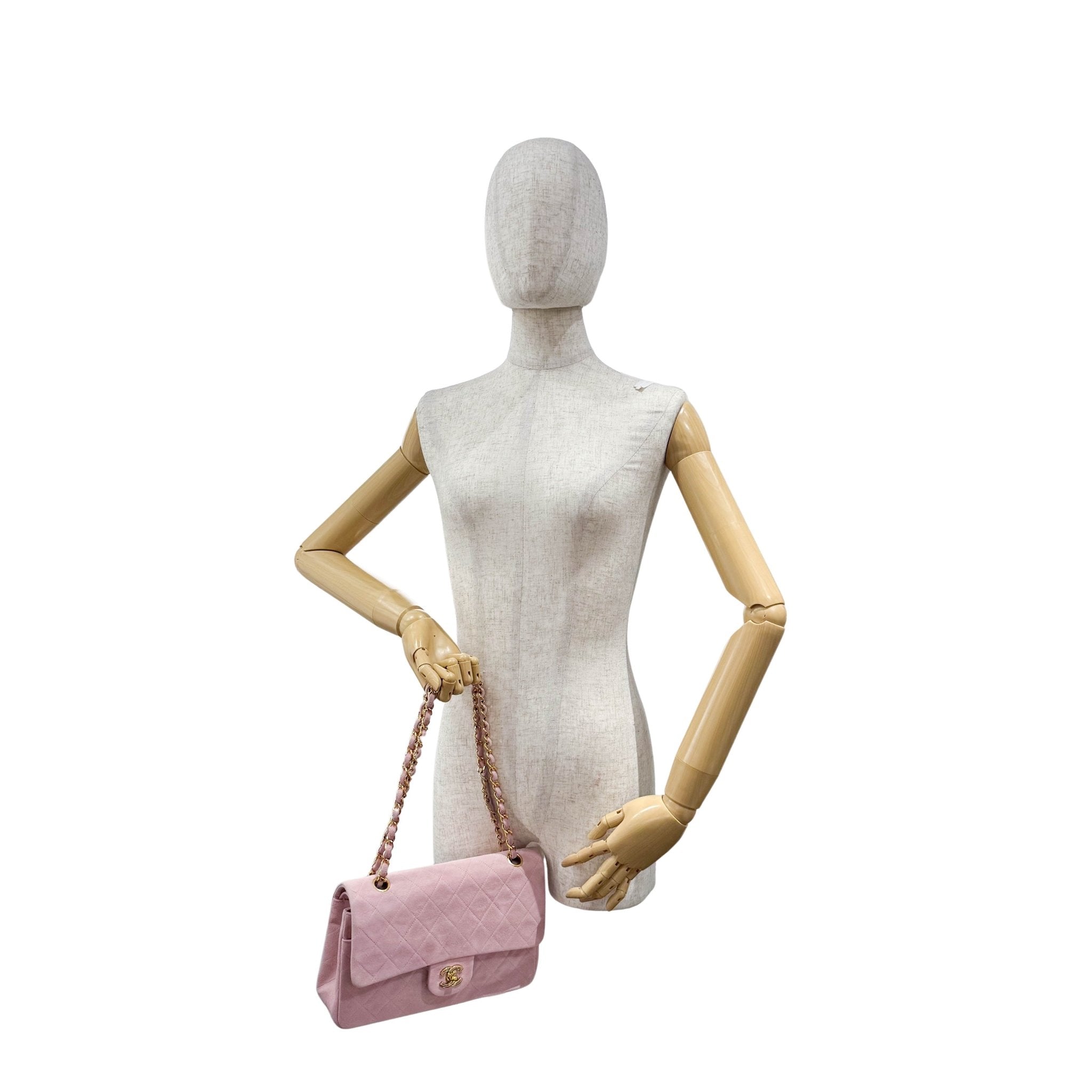 CHANEL Timeless Classic Double Flap Pink Suede Chain Shoulder Bag, in , Sold by HIVE PRELOVED - Shoulder Bags, ,