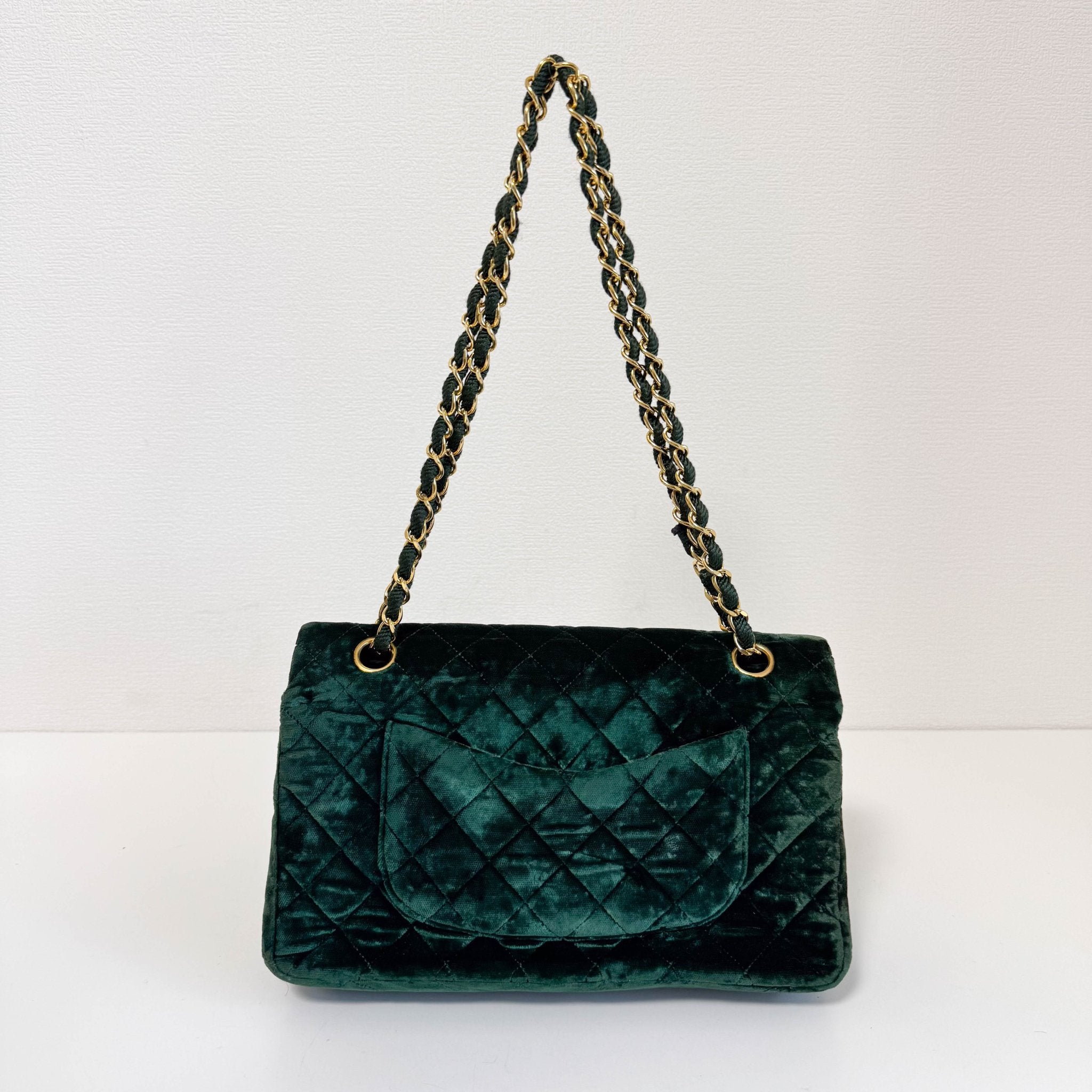 CHANEL Timeless Classic Flap 25 Green Velvet Chain Shoulder Bag, in , Sold by HIVE PRELOVED - Shoulder Bags, ,