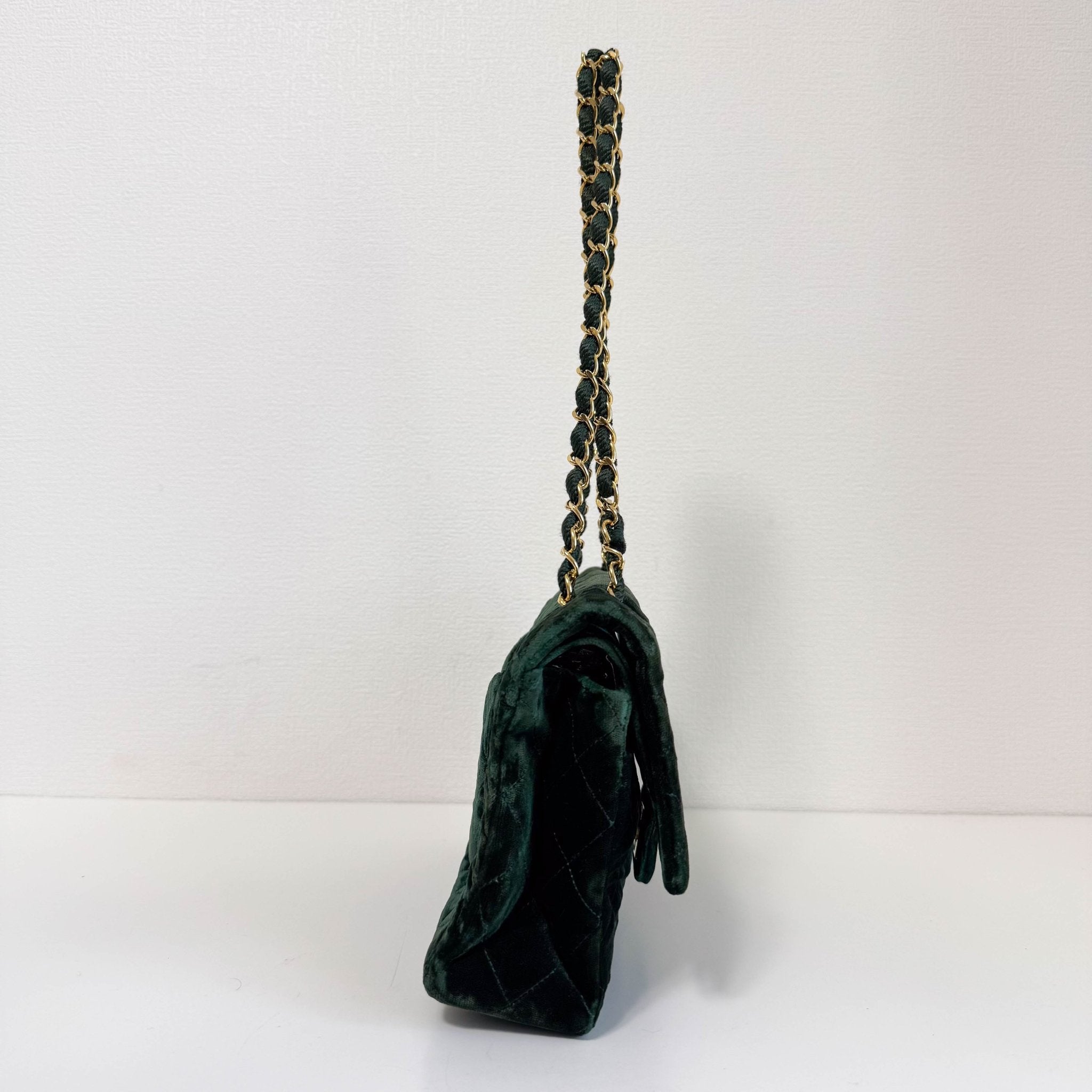 CHANEL Timeless Classic Flap 25 Green Velvet Chain Shoulder Bag, in , Sold by HIVE PRELOVED - Shoulder Bags, ,