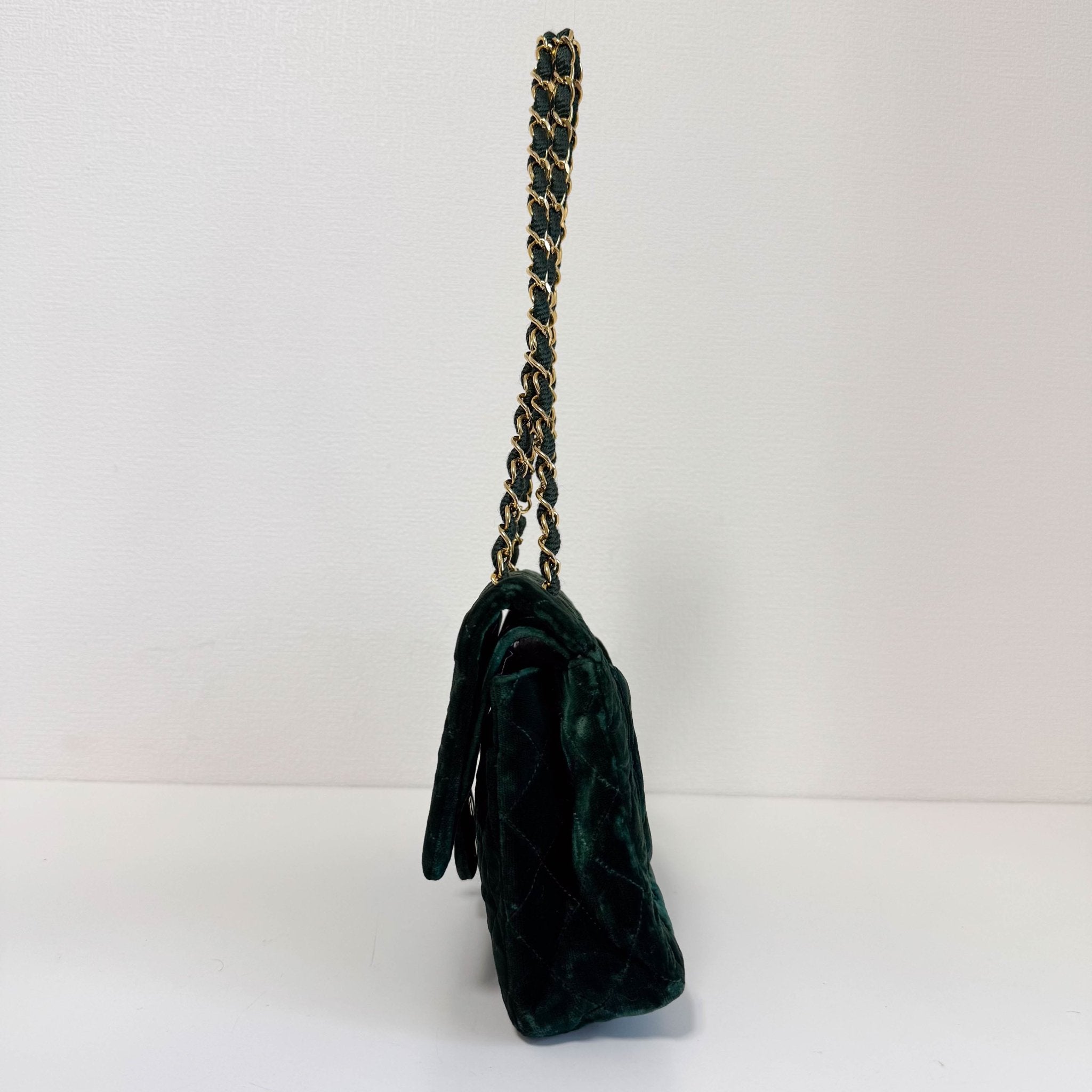 CHANEL Timeless Classic Flap 25 Green Velvet Chain Shoulder Bag, in , Sold by HIVE PRELOVED - Shoulder Bags, ,