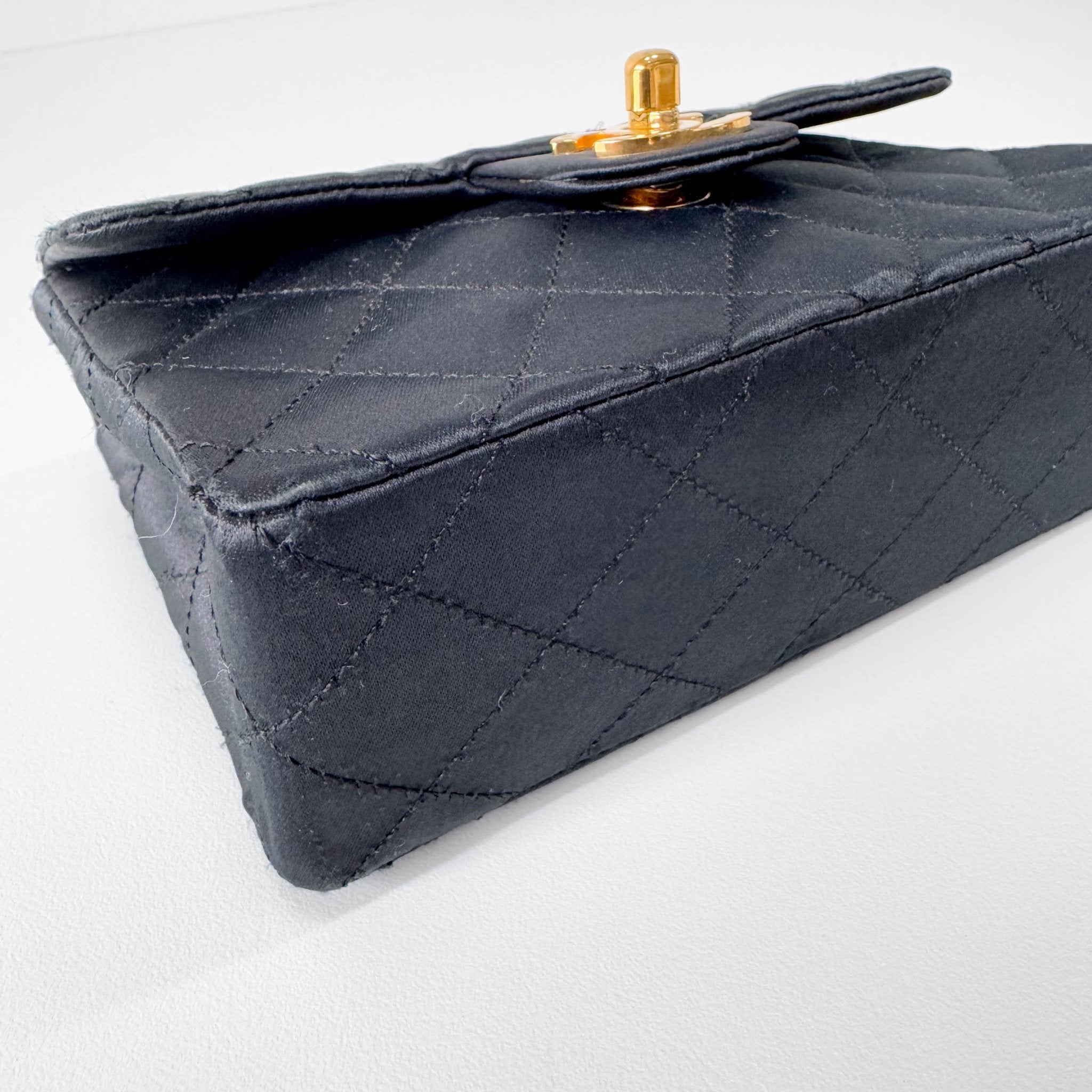 CHANEL Timeless Classic Flap Black Satin Chain Shoulder Bag, in , Sold by HIVE PRELOVED - Crossbody bags, ,