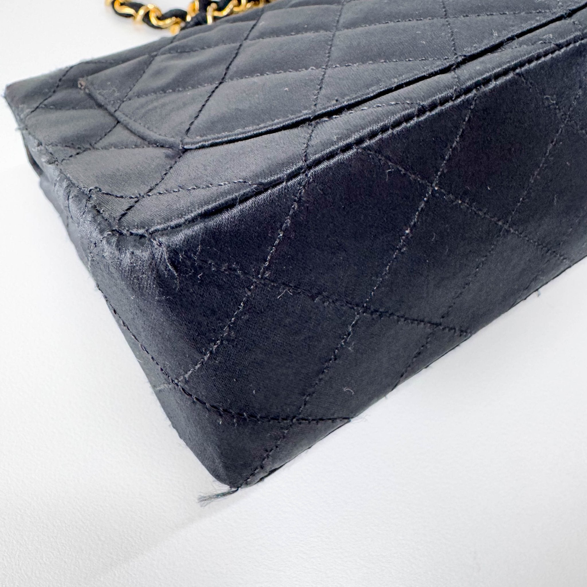 CHANEL Timeless Classic Flap Black Satin Chain Shoulder Bag, in , Sold by HIVE PRELOVED - Crossbody bags, ,