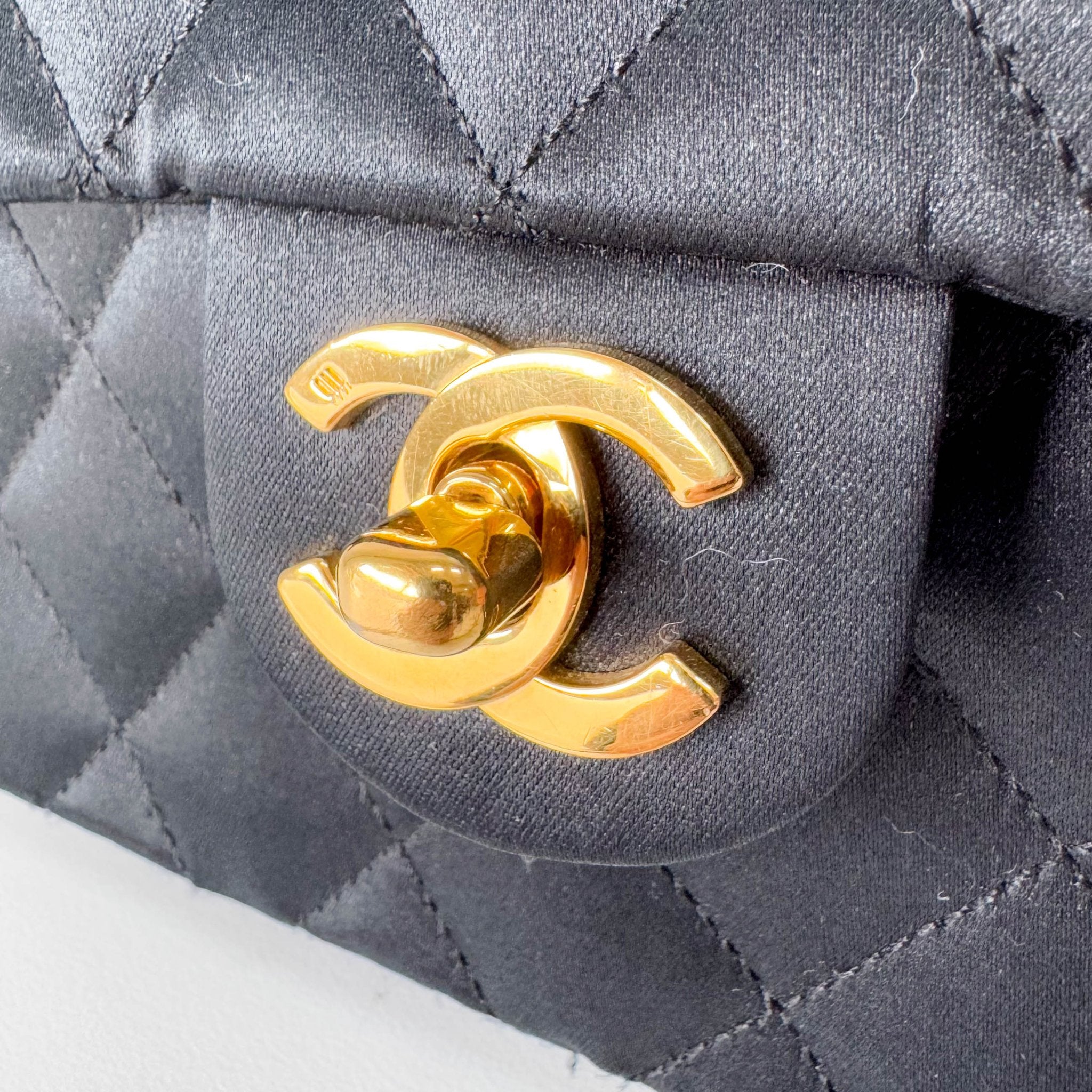 CHANEL Timeless Classic Flap Black Satin Chain Shoulder Bag, in , Sold by HIVE PRELOVED - Crossbody bags, ,