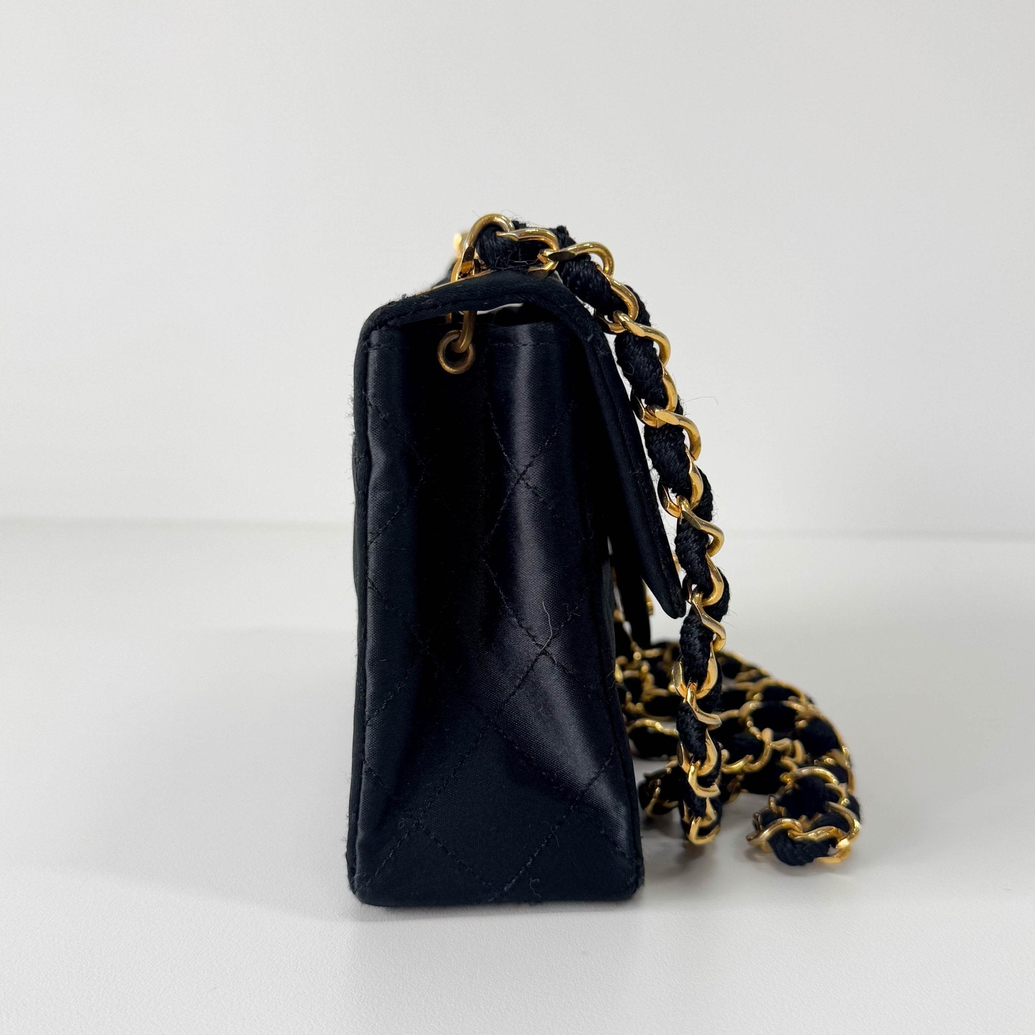 CHANEL Timeless Classic Flap Black Satin Chain Shoulder Bag, in , Sold by HIVE PRELOVED - Crossbody bags, ,