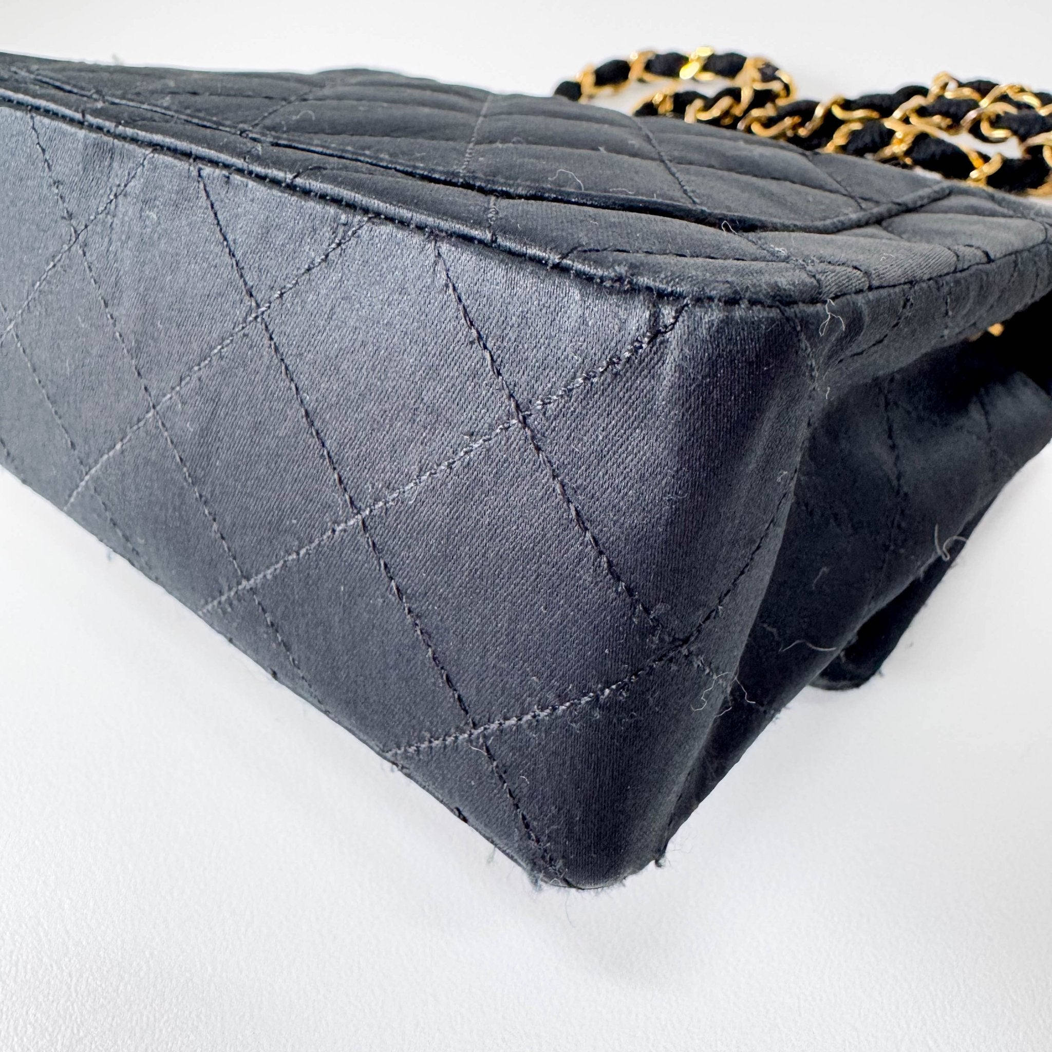 CHANEL Timeless Classic Flap Black Satin Chain Shoulder Bag, in , Sold by HIVE PRELOVED - Crossbody bags, ,