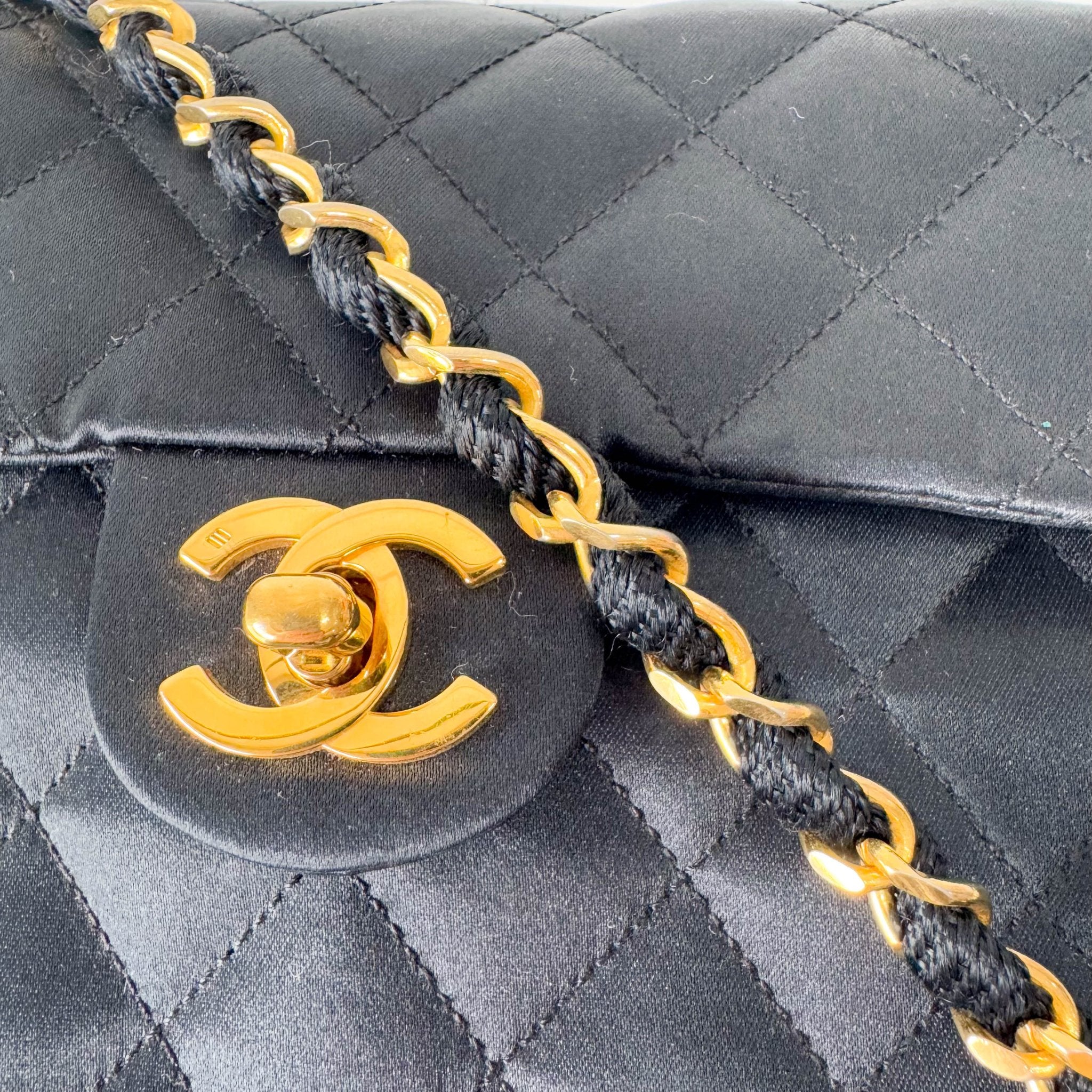 CHANEL Timeless Classic Flap Black Satin Chain Shoulder Bag, in , Sold by HIVE PRELOVED - Crossbody bags, ,