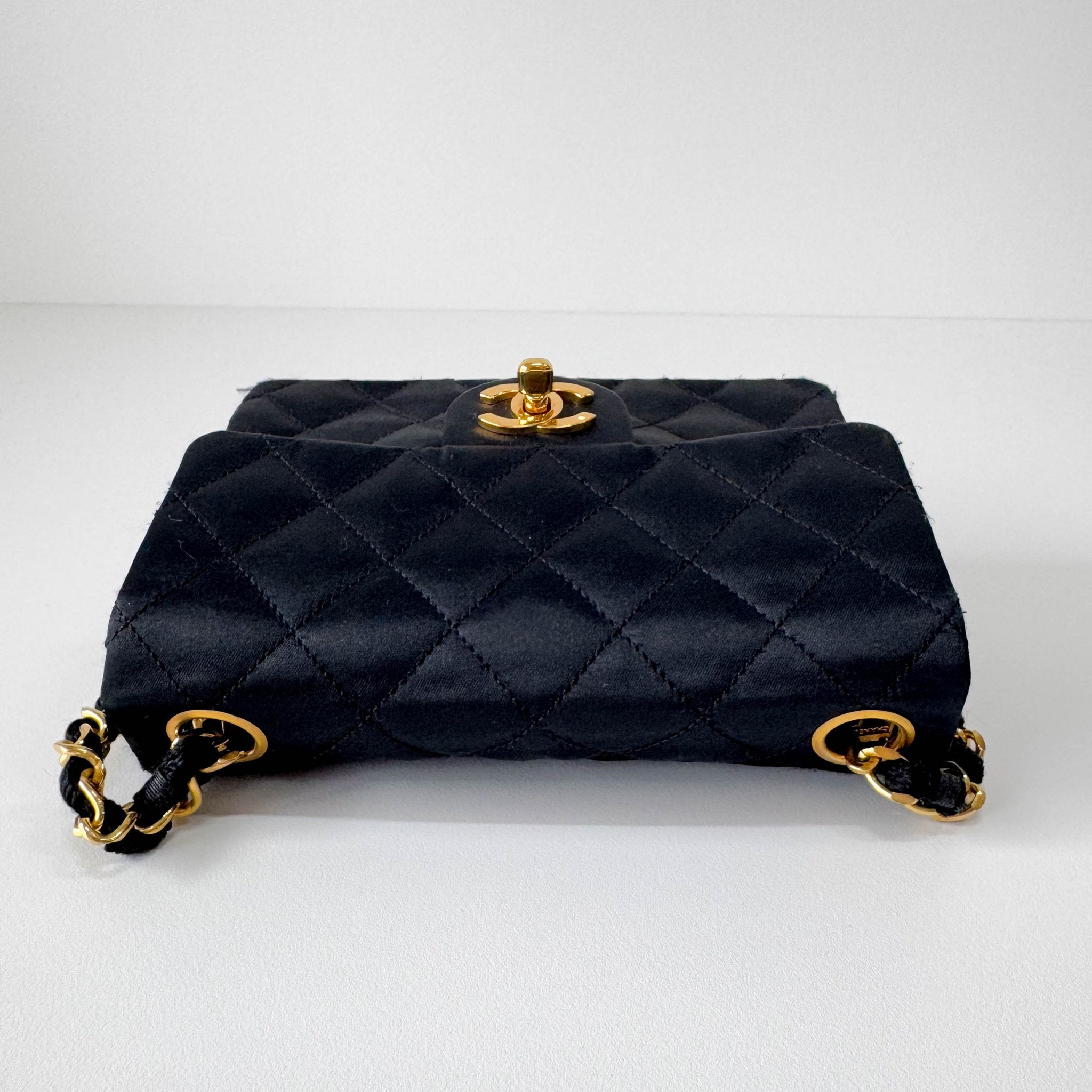CHANEL Timeless Classic Flap Black Satin Chain Shoulder Bag, in , Sold by HIVE PRELOVED - Crossbody bags, ,
