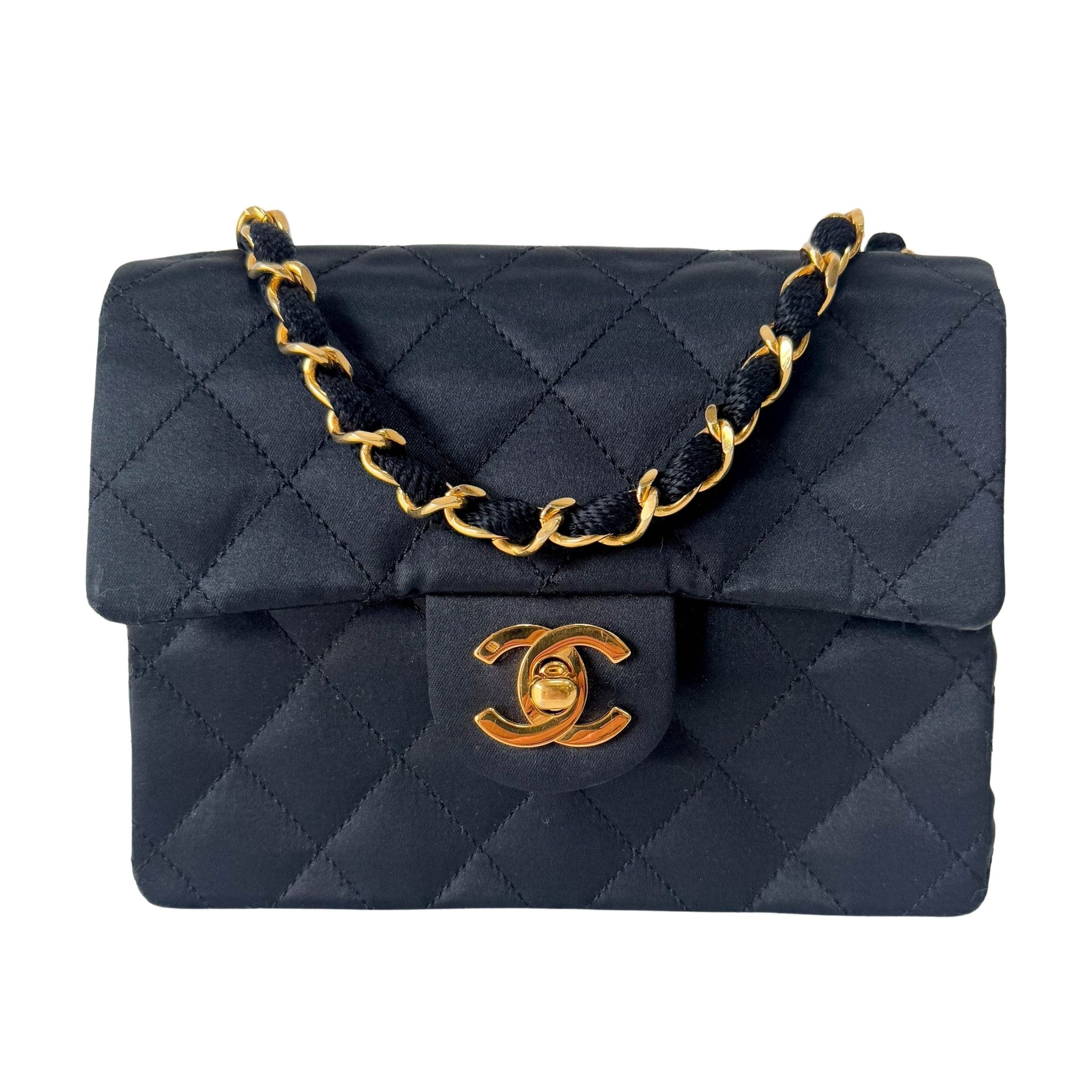 CHANEL Timeless Classic Flap Black Satin Chain Shoulder Bag, in , Sold by HIVE PRELOVED - Crossbody bags, ,