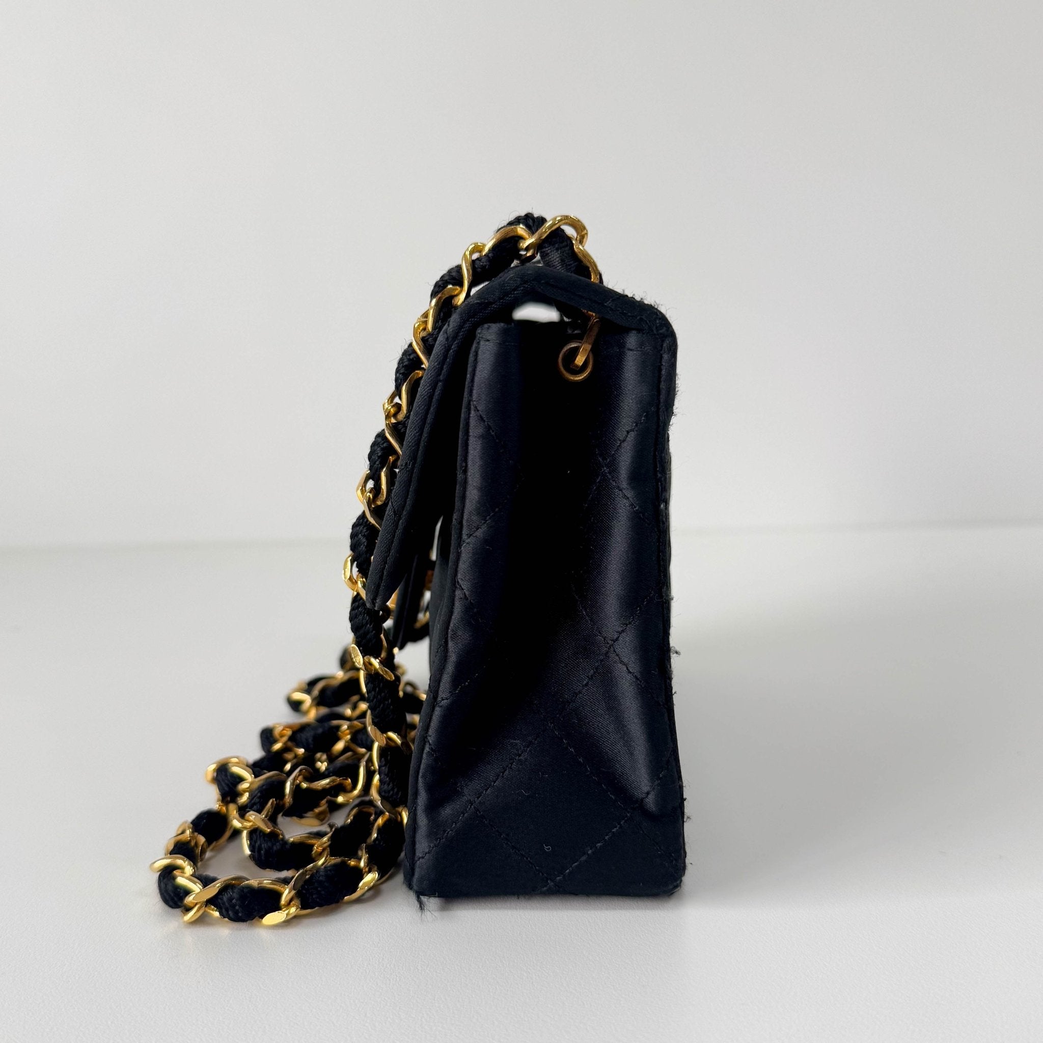 CHANEL Timeless Classic Flap Black Satin Chain Shoulder Bag, in , Sold by HIVE PRELOVED - Crossbody bags, ,