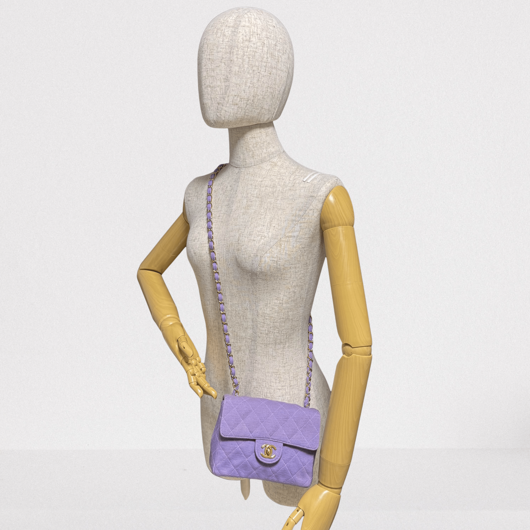 CHANEL TImeless Classic Mini Single Flap Puple Cotton Shoulder Bag, in Sold by HIVE PRELOVED - Crossbody bags, Shoulder Bags