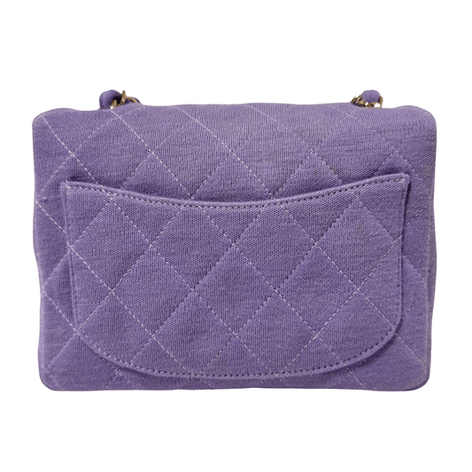CHANEL TImeless Classic Mini Single Flap Puple Cotton Shoulder Bag, in Sold by HIVE PRELOVED - Crossbody bags, Shoulder Bags