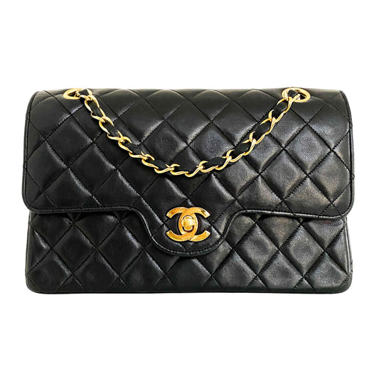 CHANEL Timeless Classic Small Double Flap Bag Quilted Lambskin, Lambskin Leather in Black, Sold by HIVE PRELOVED - Handbags