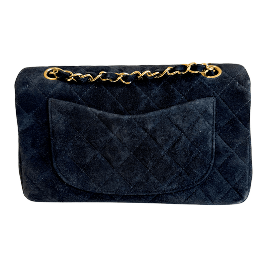 CHANEL Timeless Classic Suede Double Flap Double Chain Bag Black Gold Hardware, in , Sold by HIVE PRELOVED - Shoulder Bags, ,