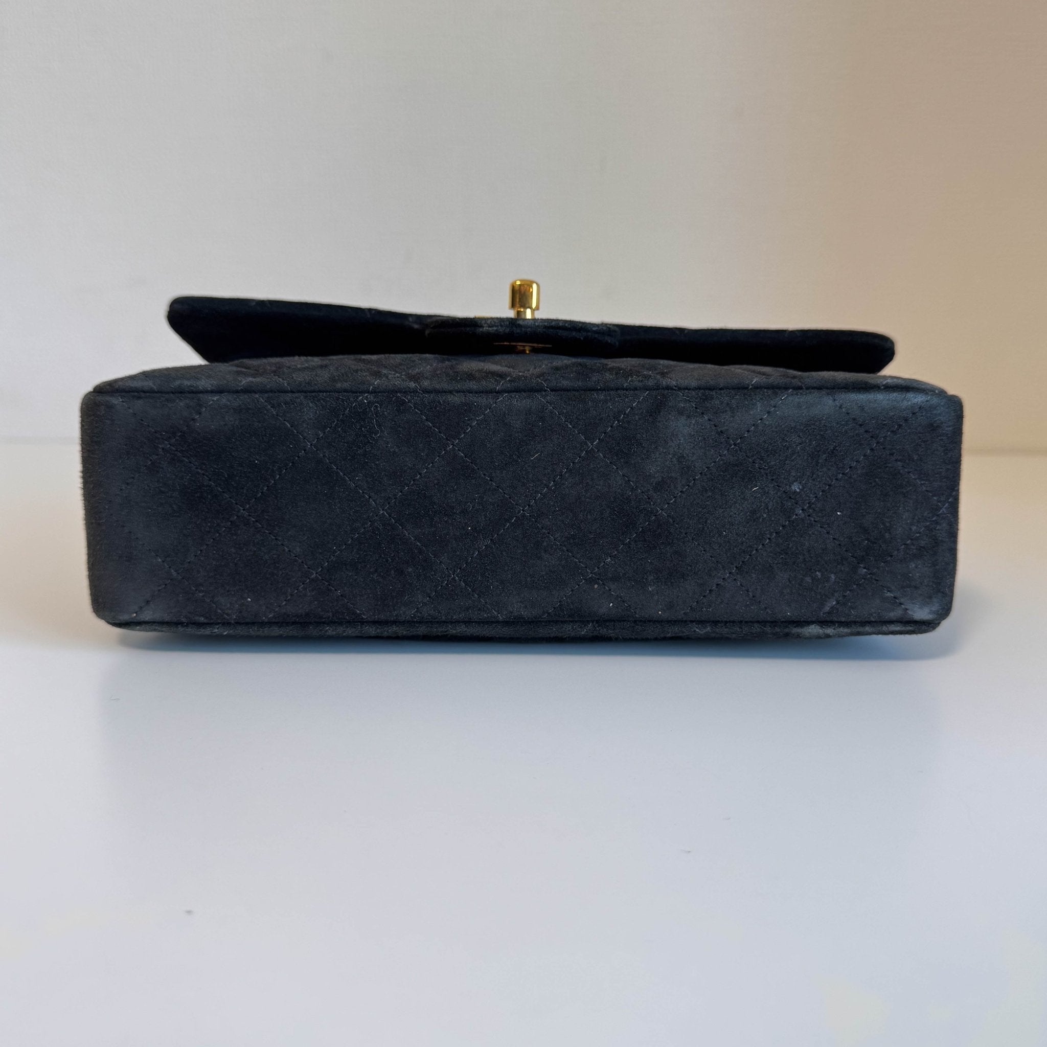 CHANEL Timeless Classic Suede Double Flap Double Chain Bag Black Gold Hardware, in , Sold by HIVE PRELOVED - Shoulder Bags, ,