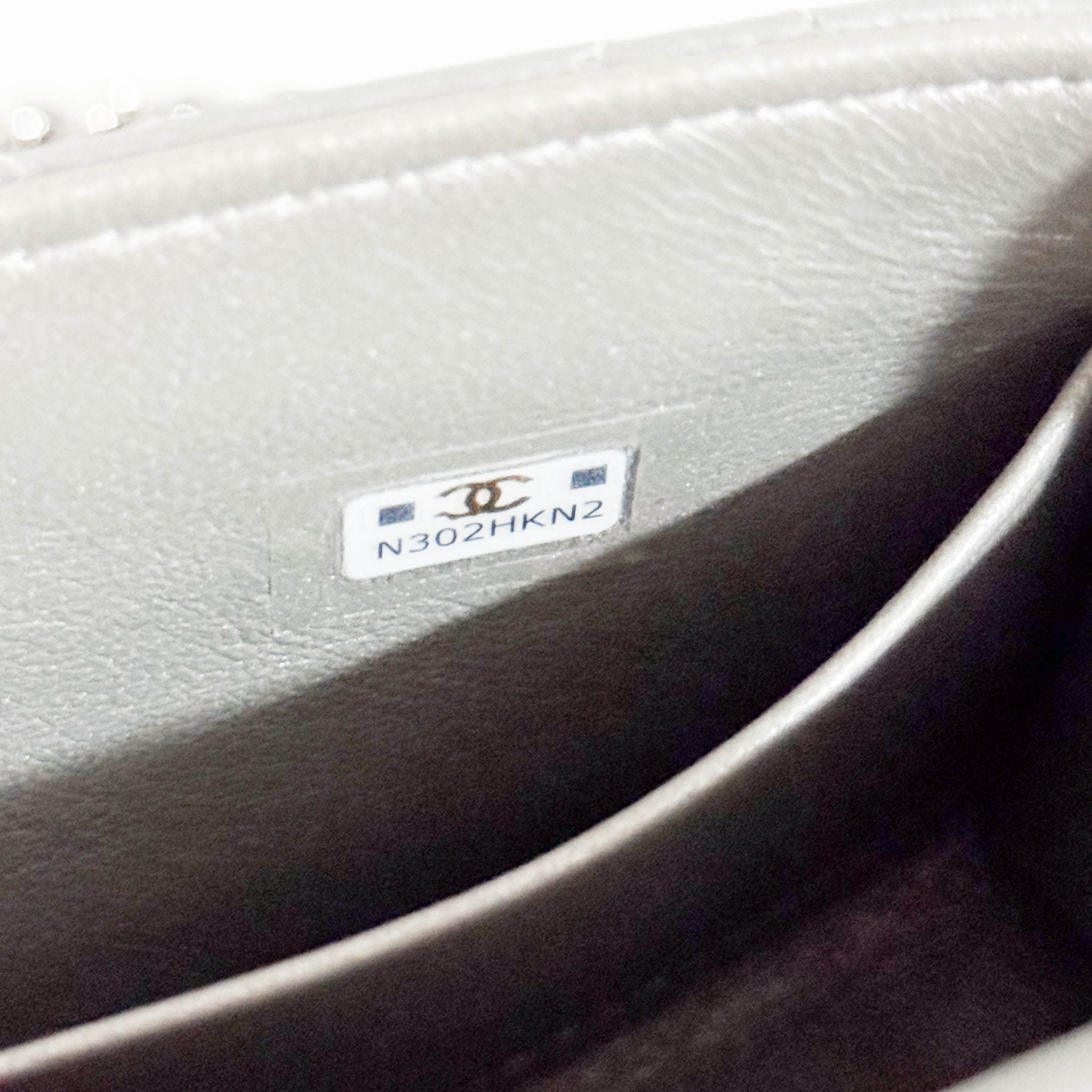 CHANEL Timeless Classic Top Handle Flap Silver Lambskin Mini Chain Wallet Shoulder Bag in  Sold by HIVE PRELOVED