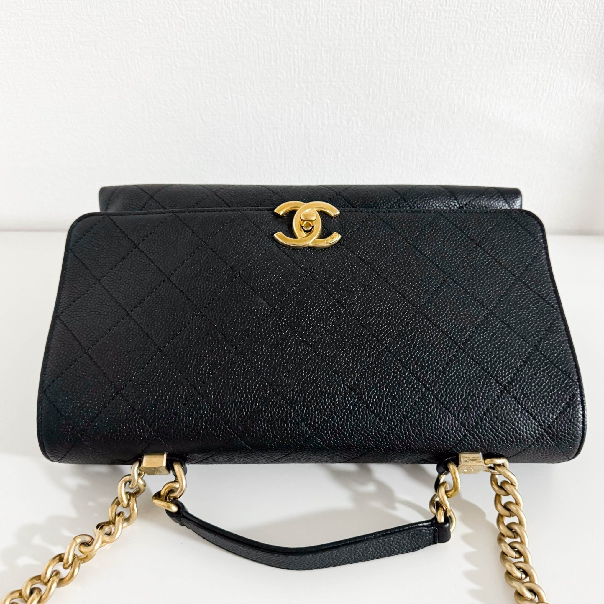 CHANEL Timeless Classic Top Handle Single Flap Caviar Skin Leather Chain Shoulder Bag in Sold by HIVE PRELOVED- Shoulder Bag