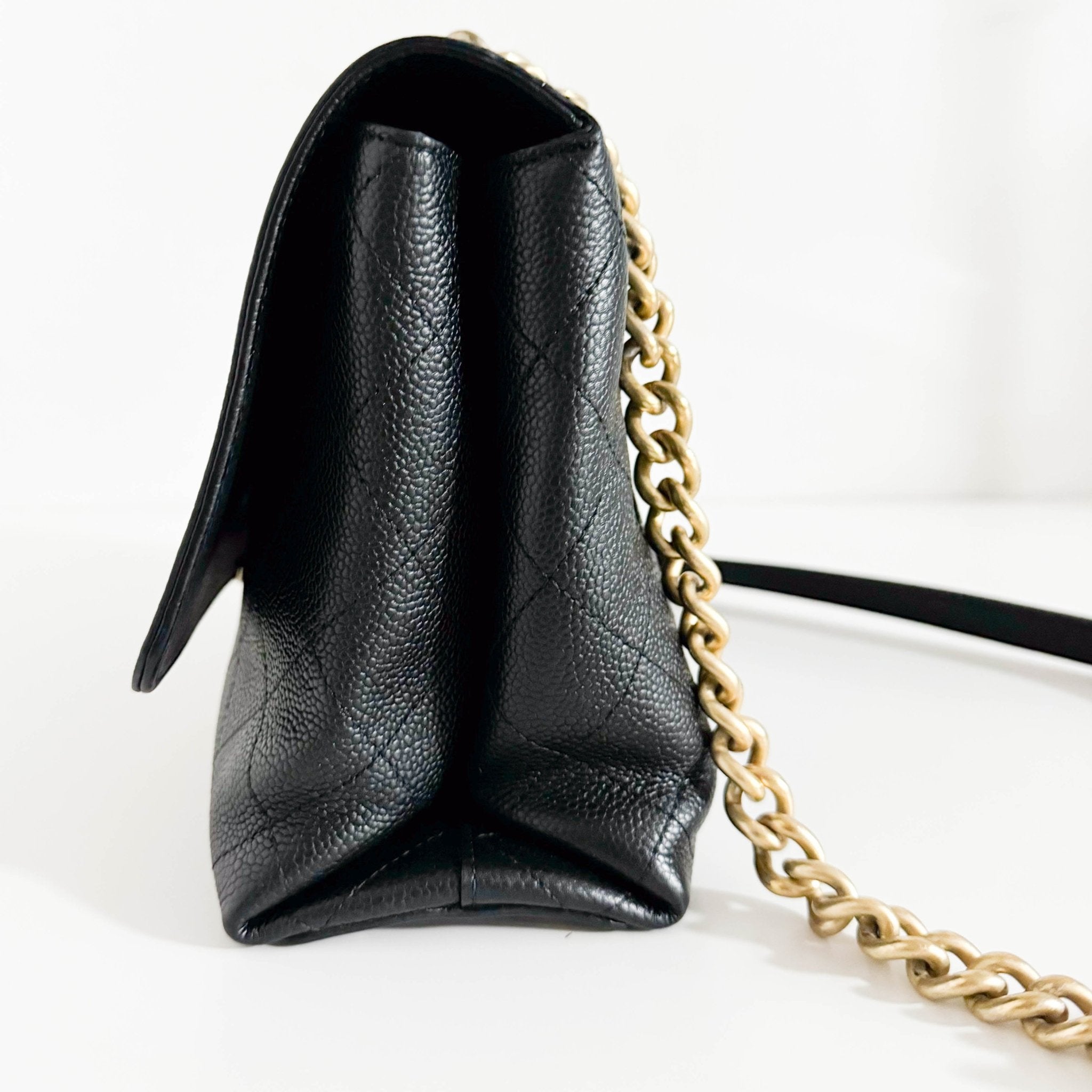 CHANEL Timeless Classic Top Handle Single Flap Caviar Skin Leather Chain Shoulder Bag in Sold by HIVE PRELOVED- Shoulder Bag