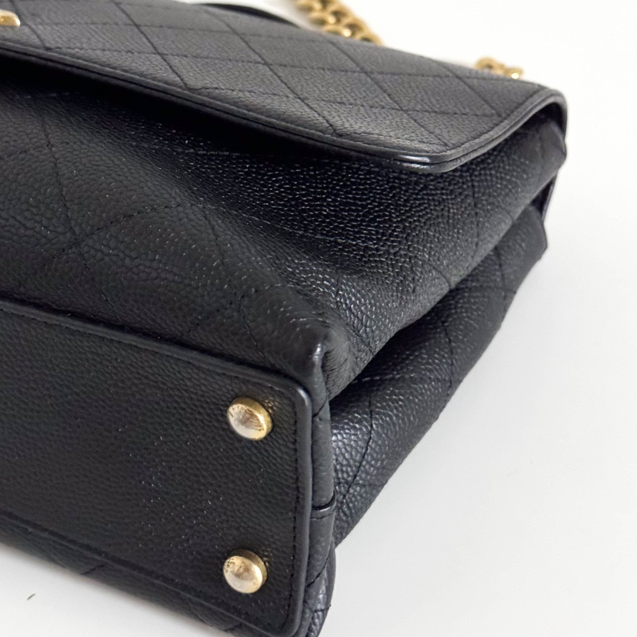 CHANEL Timeless Classic Top Handle Single Flap Caviar Skin Leather Chain Shoulder Bag in Sold by HIVE PRELOVED- Shoulder Bag