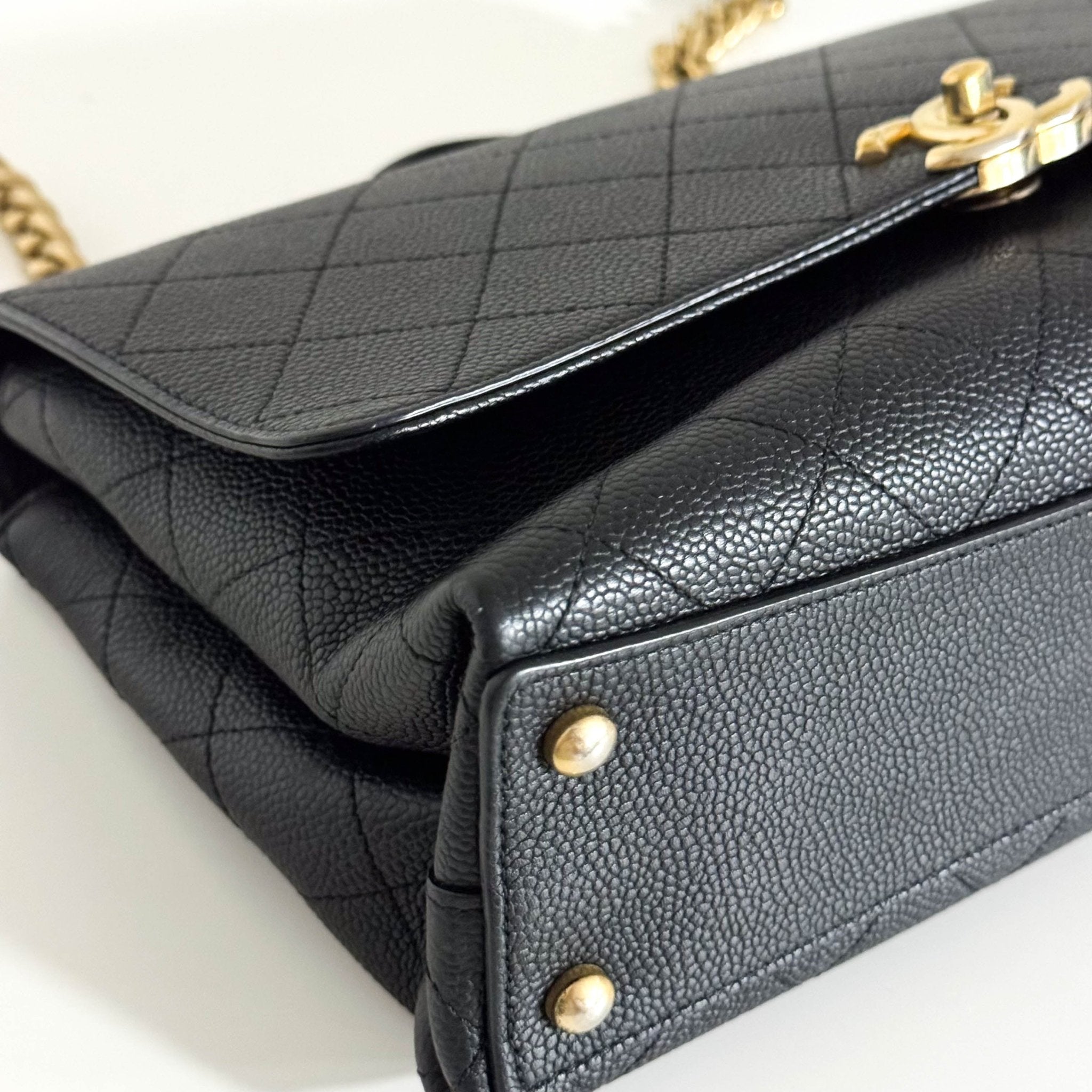 CHANEL Timeless Classic Top Handle Single Flap Caviar Skin Leather Chain Shoulder Bag in Sold by HIVE PRELOVED- Shoulder Bag