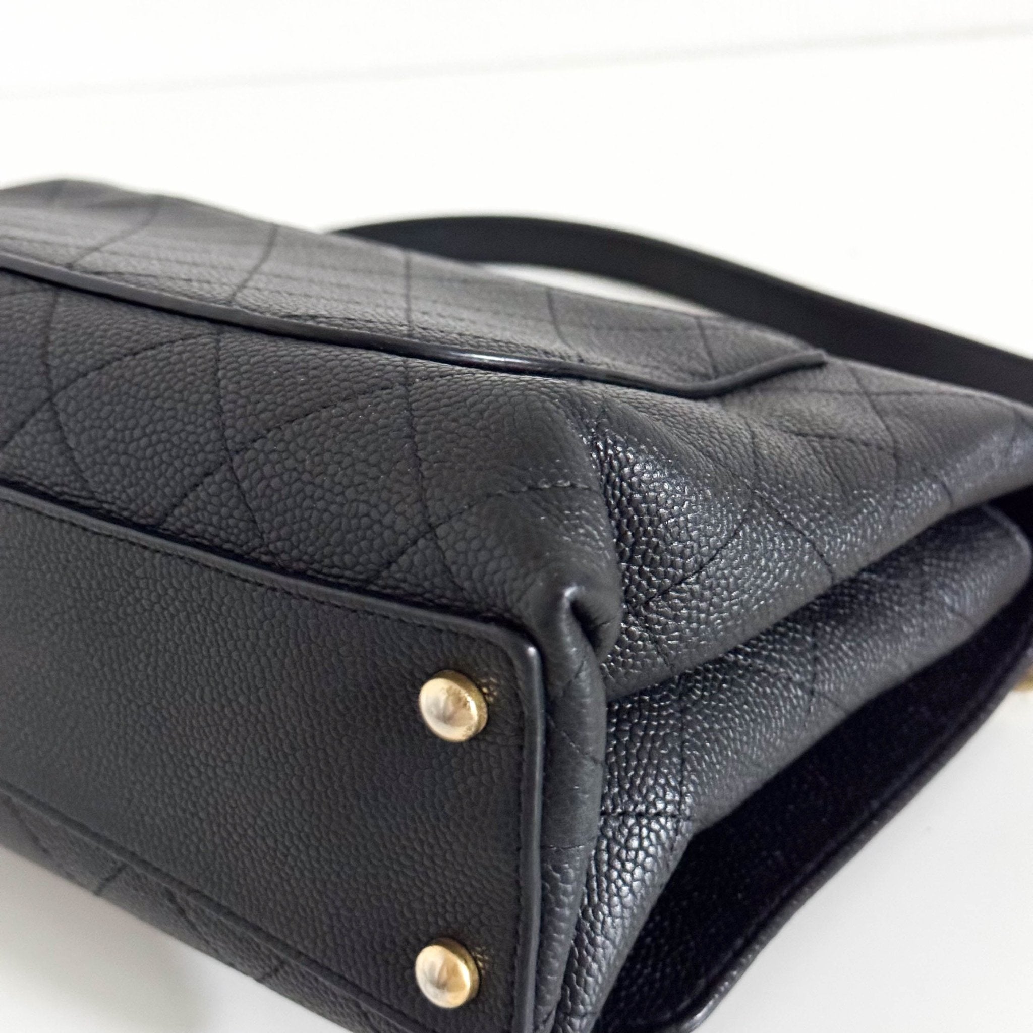 CHANEL Timeless Classic Top Handle Single Flap Caviar Skin Leather Chain Shoulder Bag in Sold by HIVE PRELOVED- Shoulder Bag