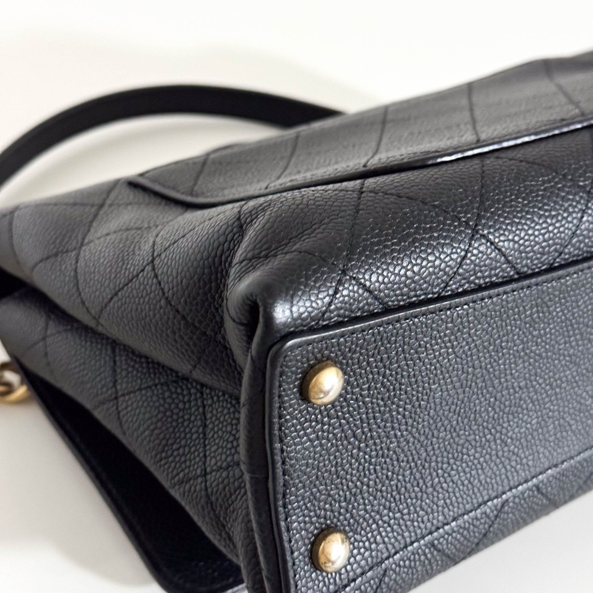 CHANEL Timeless Classic Top Handle Single Flap Caviar Skin Leather Chain Shoulder Bag in Sold by HIVE PRELOVED- Shoulder Bag