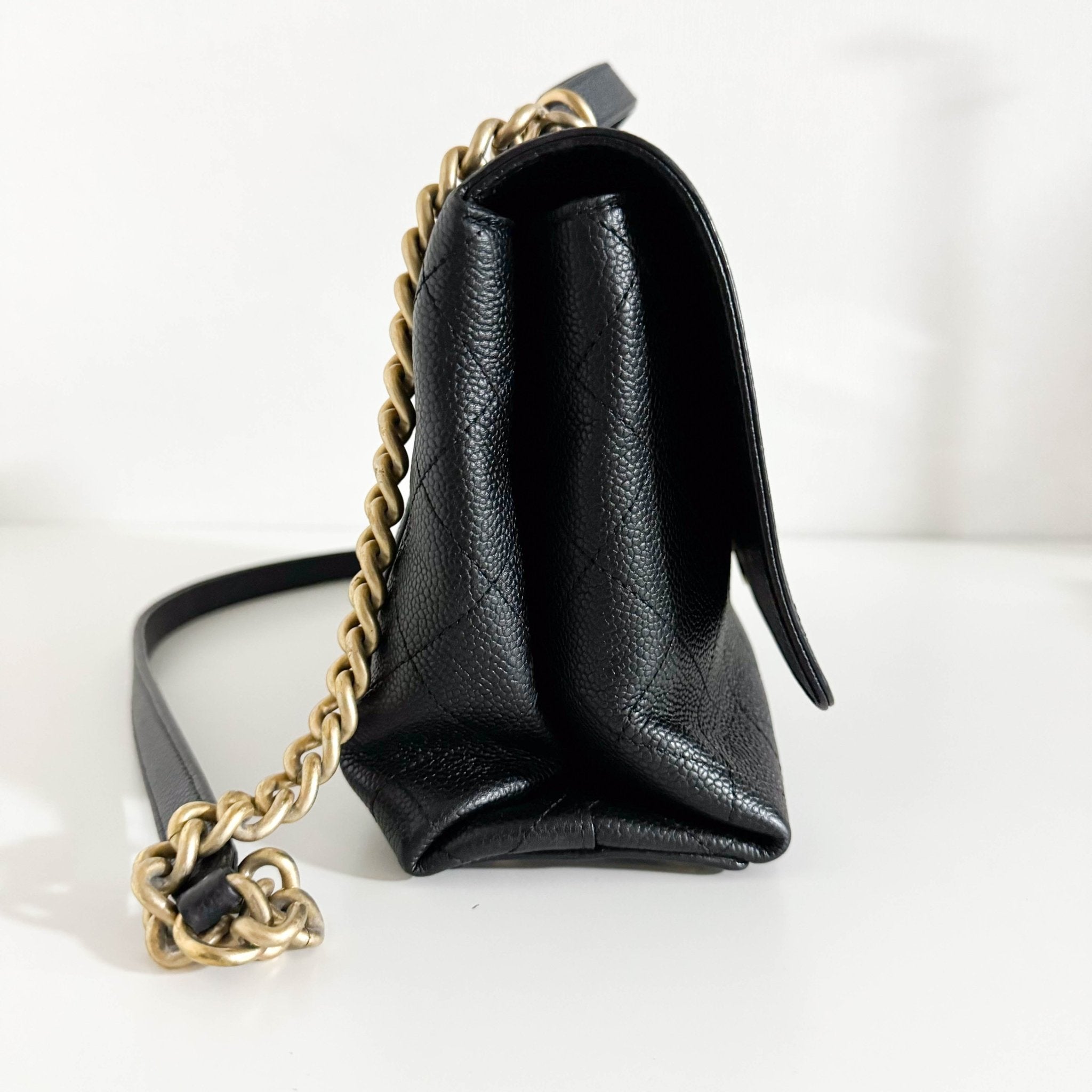 CHANEL Timeless Classic Top Handle Single Flap Caviar Skin Leather Chain Shoulder Bag in Sold by HIVE PRELOVED- Shoulder Bag