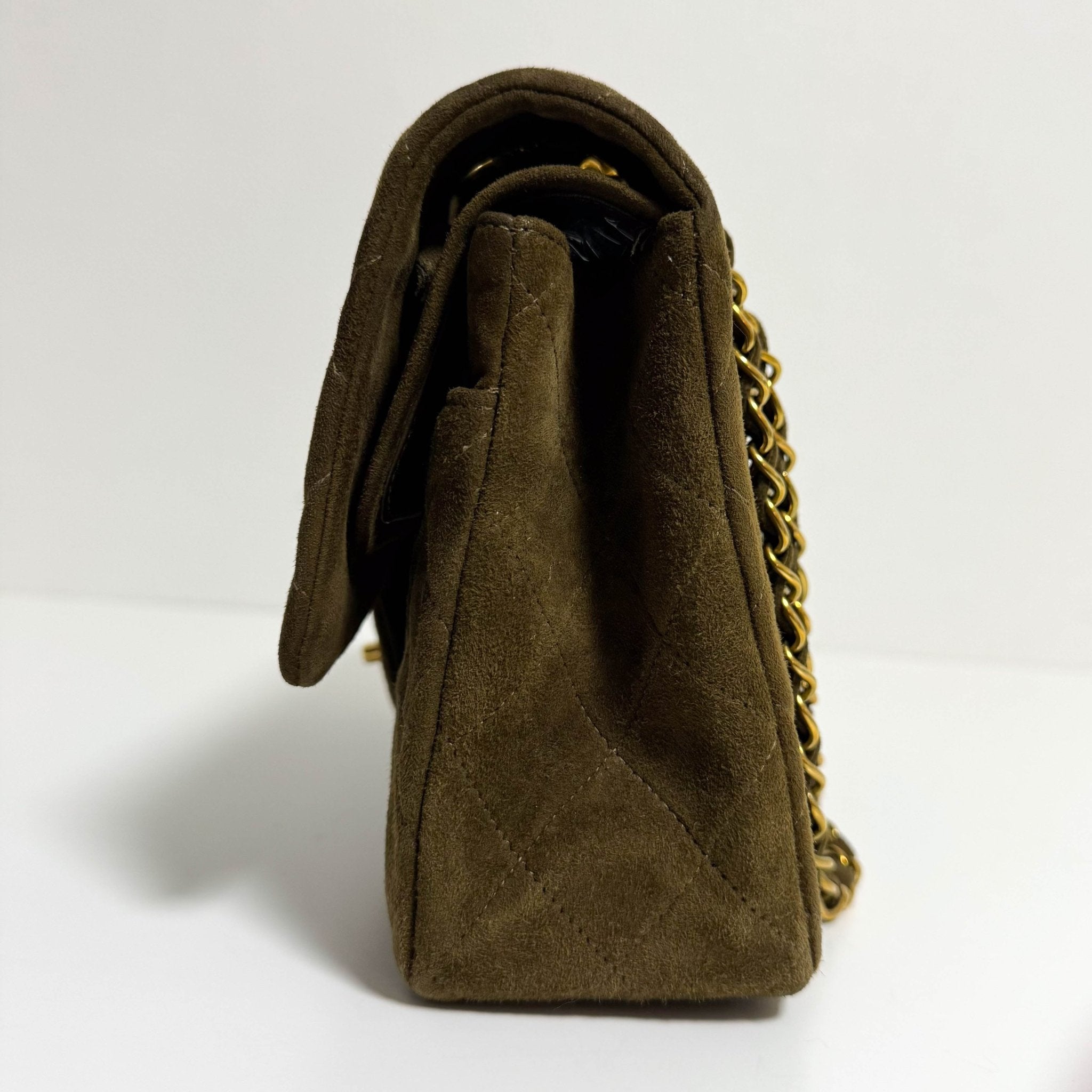 CHANEL Timeless Classique Brown Suede Double Flap Chain Shoulder Bag, in , Sold by HIVE PRELOVED - Crossbody bags, ,