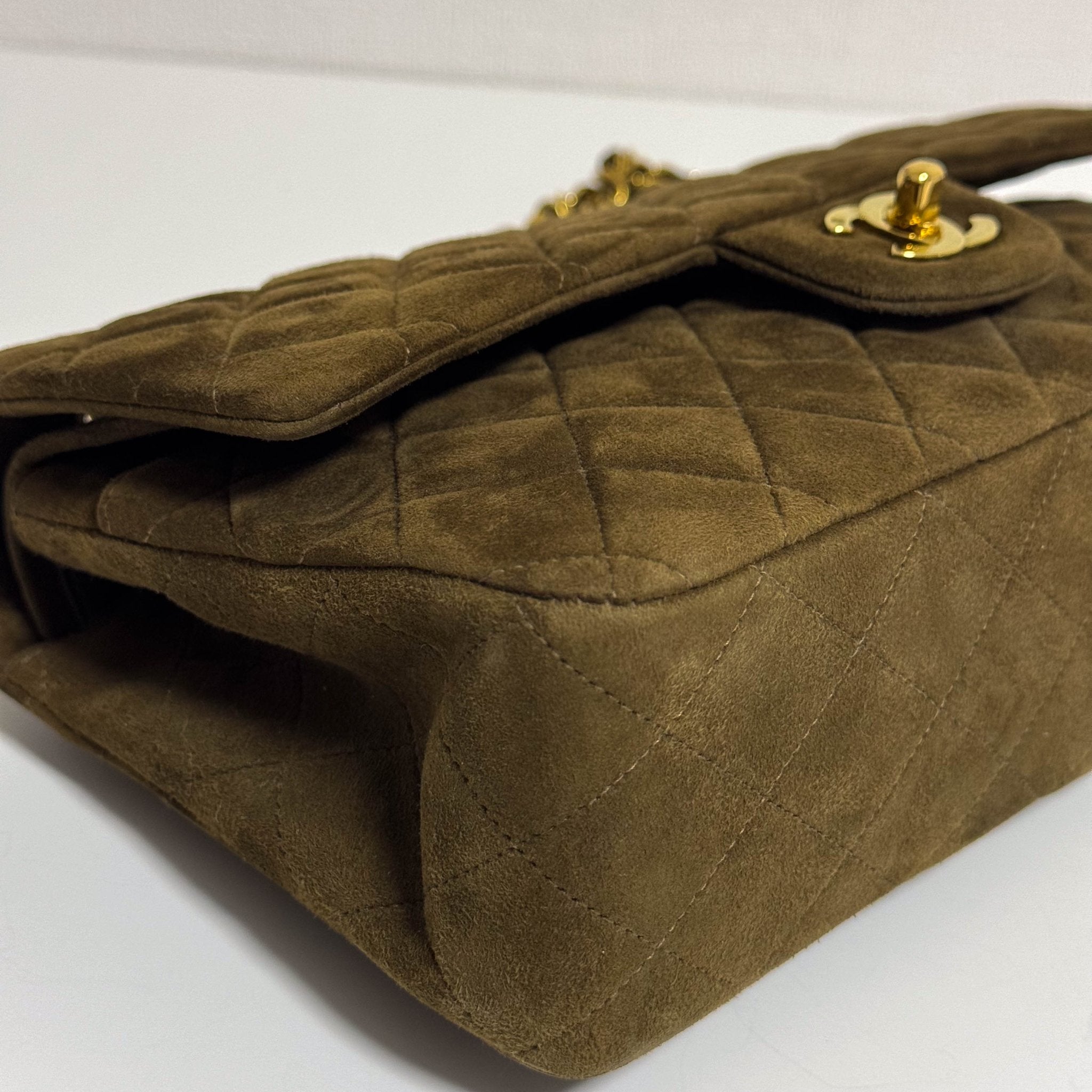 CHANEL Timeless Classique Brown Suede Double Flap Chain Shoulder Bag, in , Sold by HIVE PRELOVED - Crossbody bags, ,