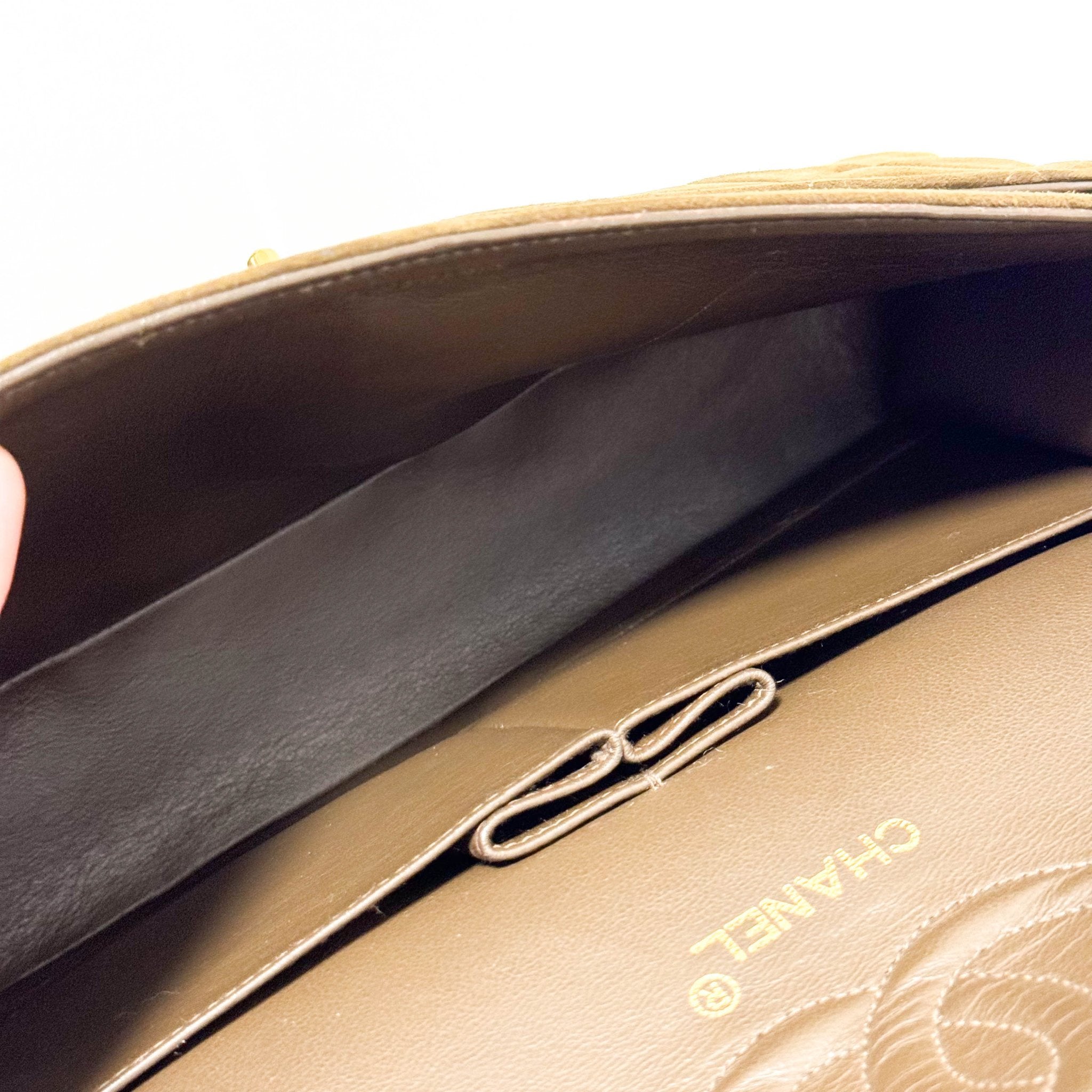 CHANEL Timeless Classique Brown Suede Double Flap Chain Shoulder Bag, in , Sold by HIVE PRELOVED - Crossbody bags, ,