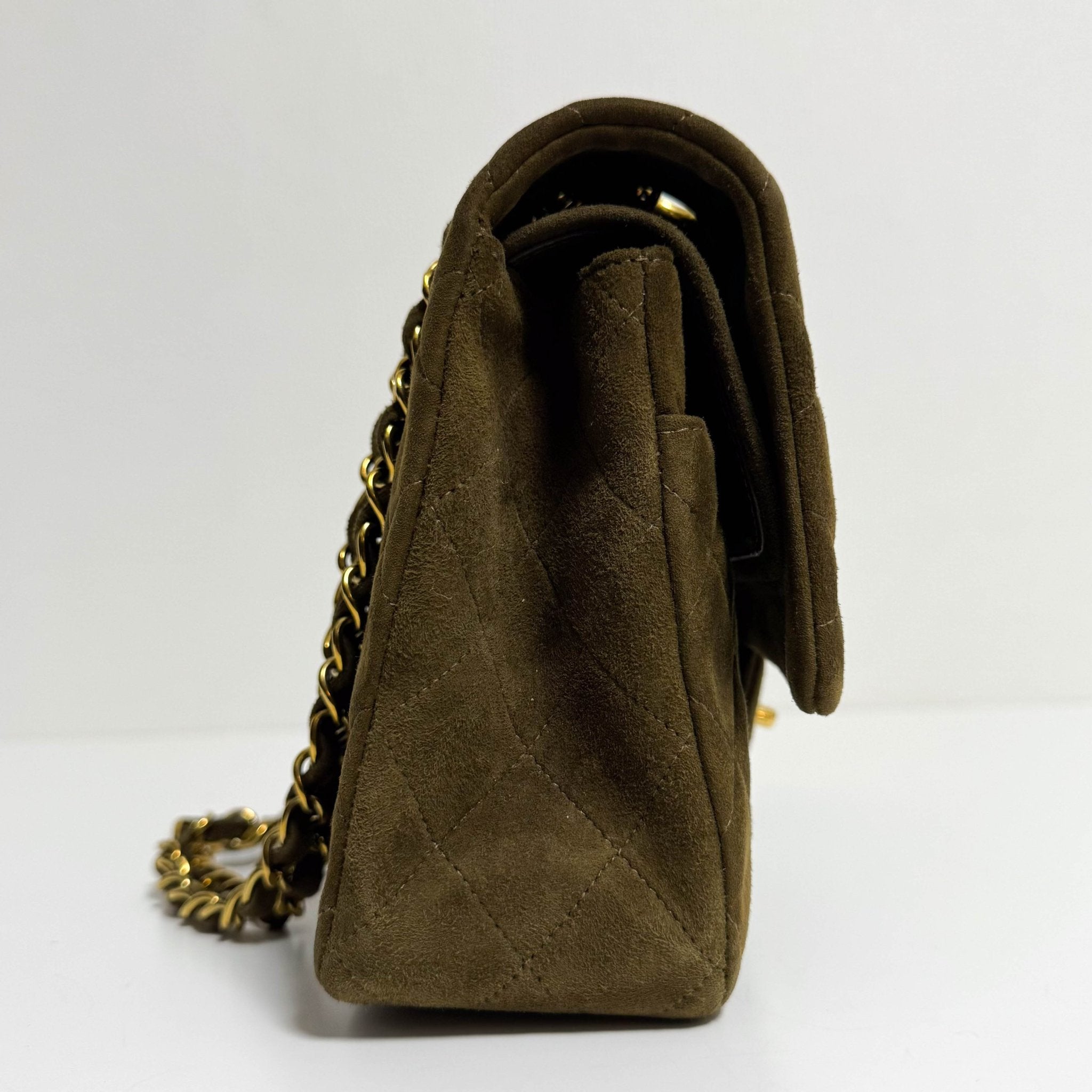 CHANEL Timeless Classique Brown Suede Double Flap Chain Shoulder Bag, in , Sold by HIVE PRELOVED - Crossbody bags, ,