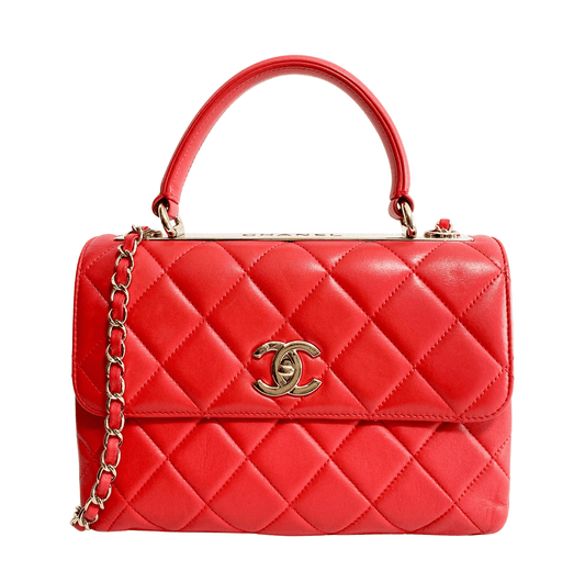 CHANEL Trendy CC Coral Lambskin Quilted Small Flap Top Handle Shoulder Bag, in , Sold by HIVE PRELOVED - Handle Bags, Shoulder Bags,