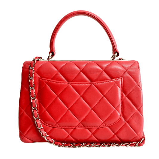 CHANEL Trendy CC Coral Lambskin Quilted Small Flap Top Handle Shoulder Bag in Sold by HIVE PRELOVED - Handle Bag Shoulder Bag