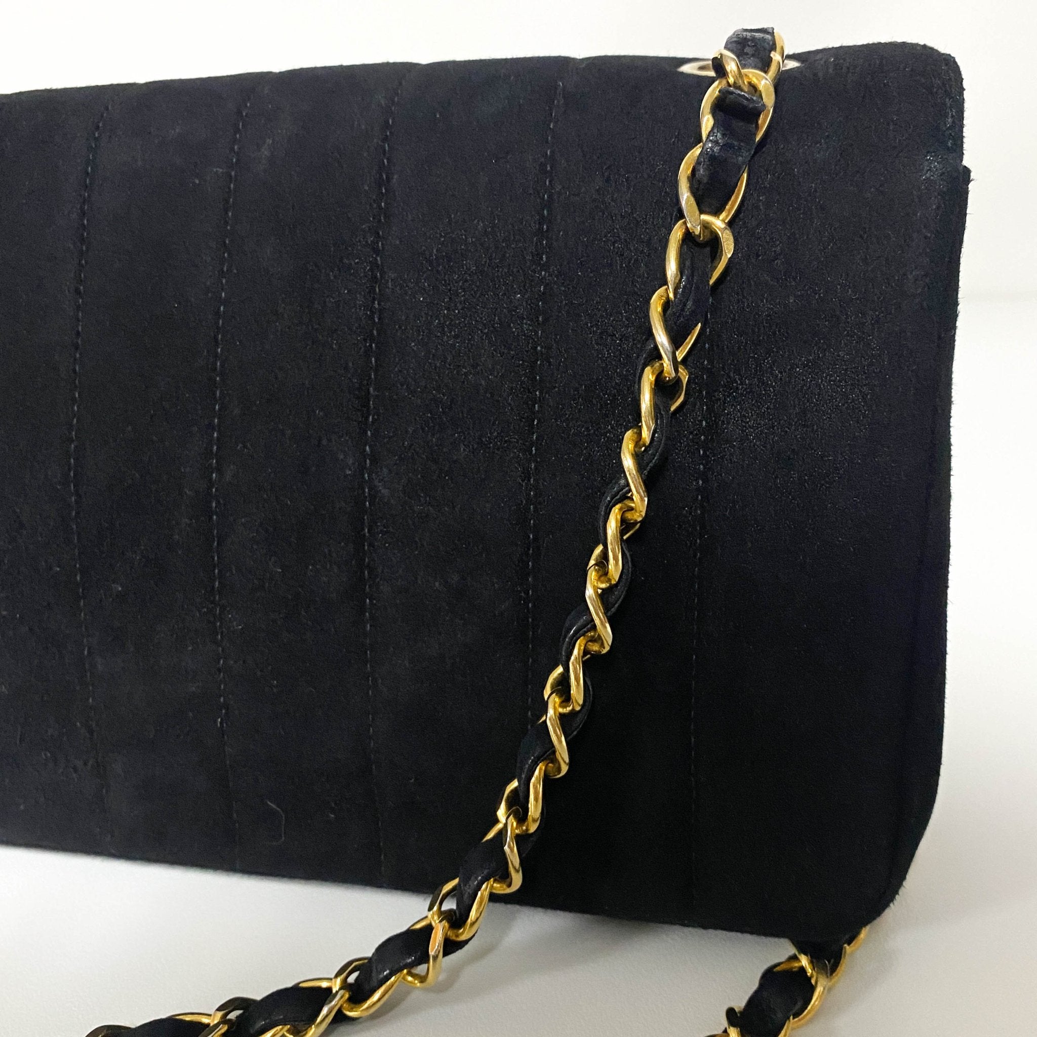 CHANEL Vertical Black Suede CC Turnlock Flap Chain Shoulder Bag, in , Sold by HIVE PRELOVED - Shoulder Bags, ,