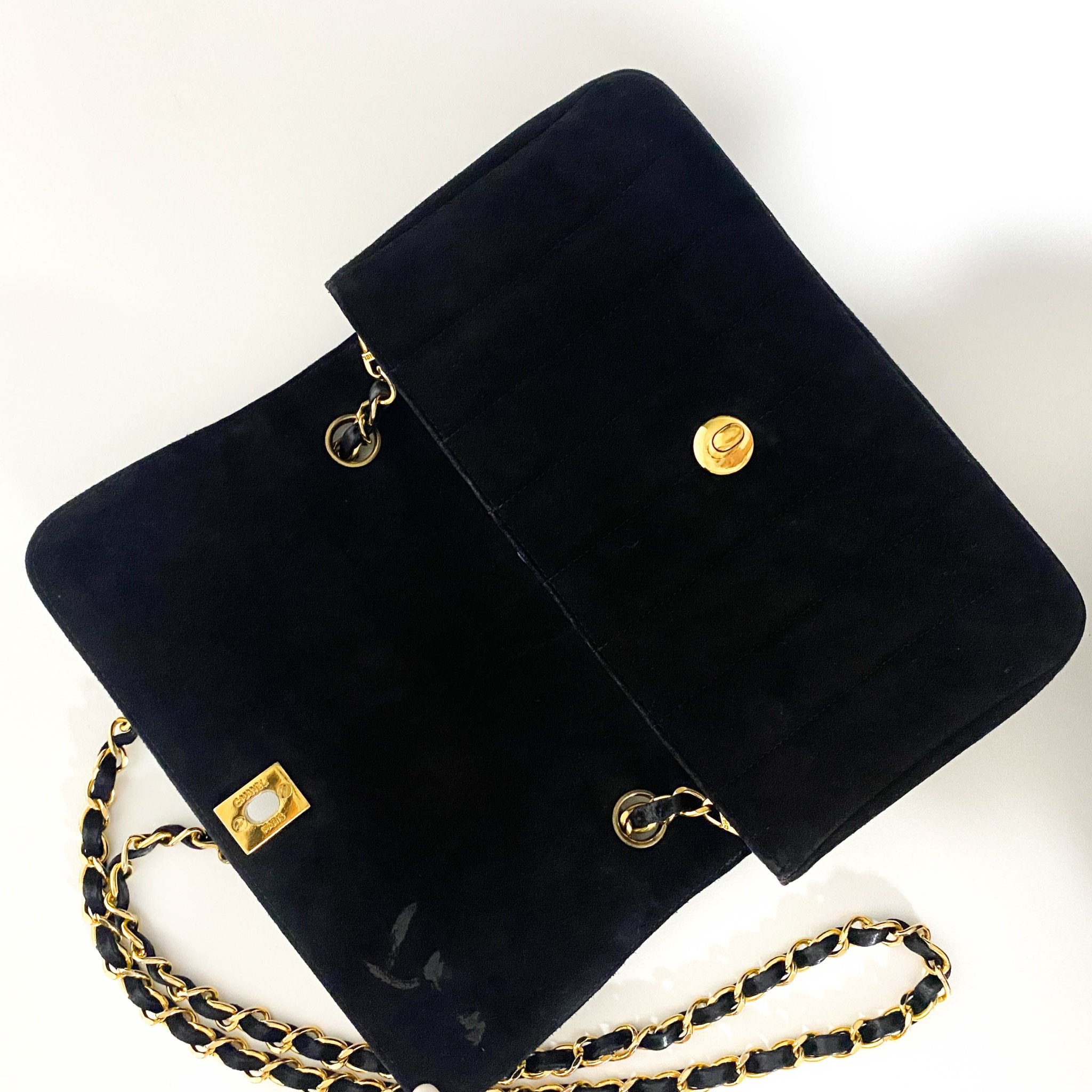 CHANEL Vertical Black Suede CC Turnlock Flap Chain Shoulder Bag, in , Sold by HIVE PRELOVED - Shoulder Bags, ,