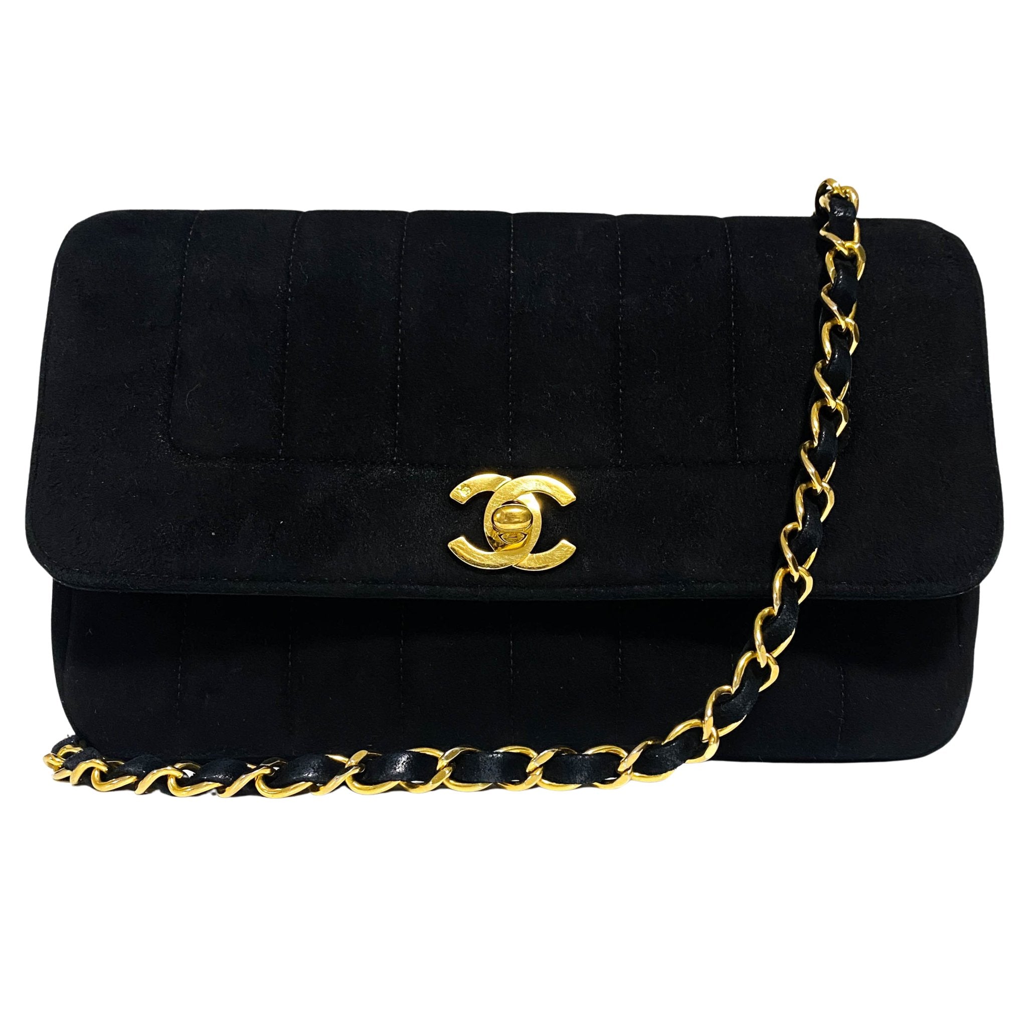 CHANEL Vertical Black Suede CC Turnlock Flap Chain Shoulder Bag, in , Sold by HIVE PRELOVED - Shoulder Bags, ,