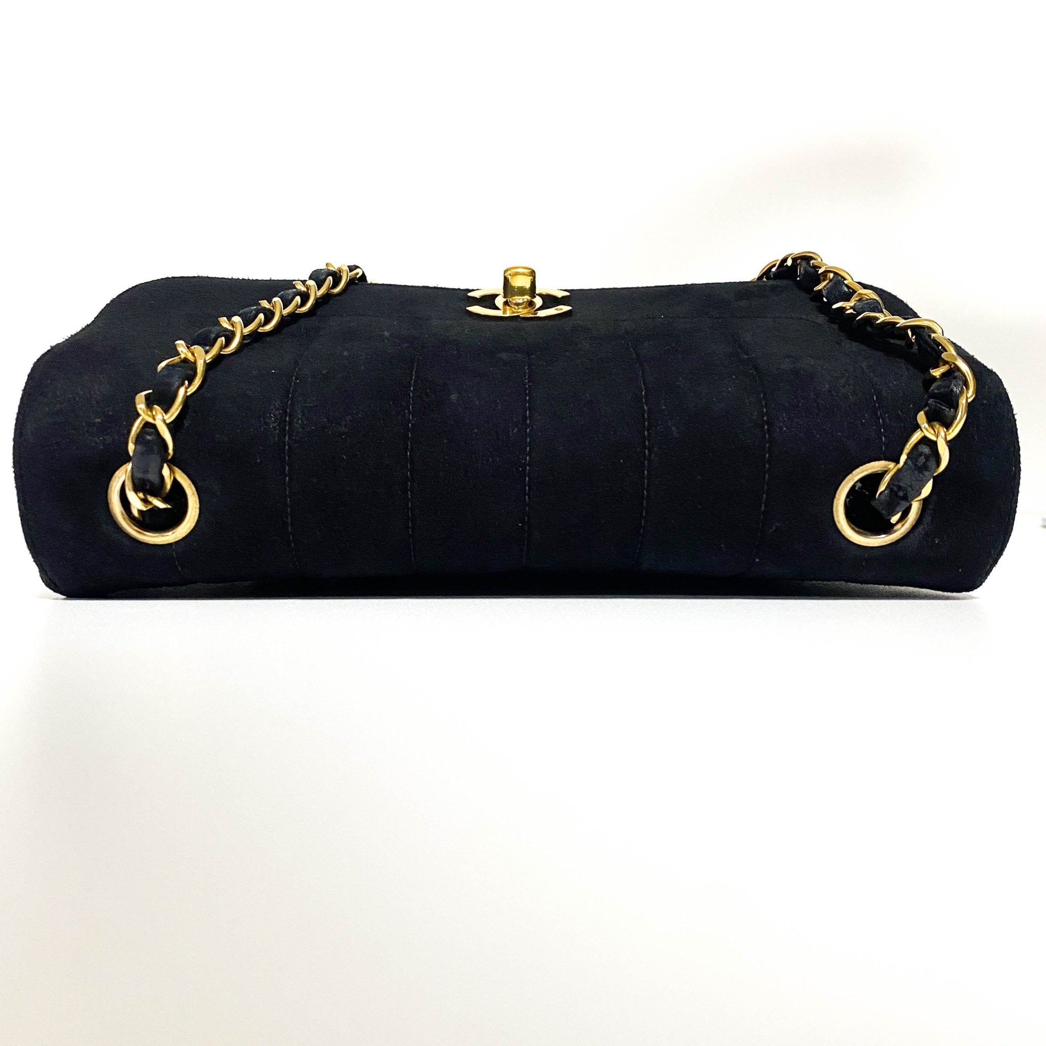 CHANEL Vertical Black Suede CC Turnlock Flap Chain Shoulder Bag, in , Sold by HIVE PRELOVED - Shoulder Bags, ,