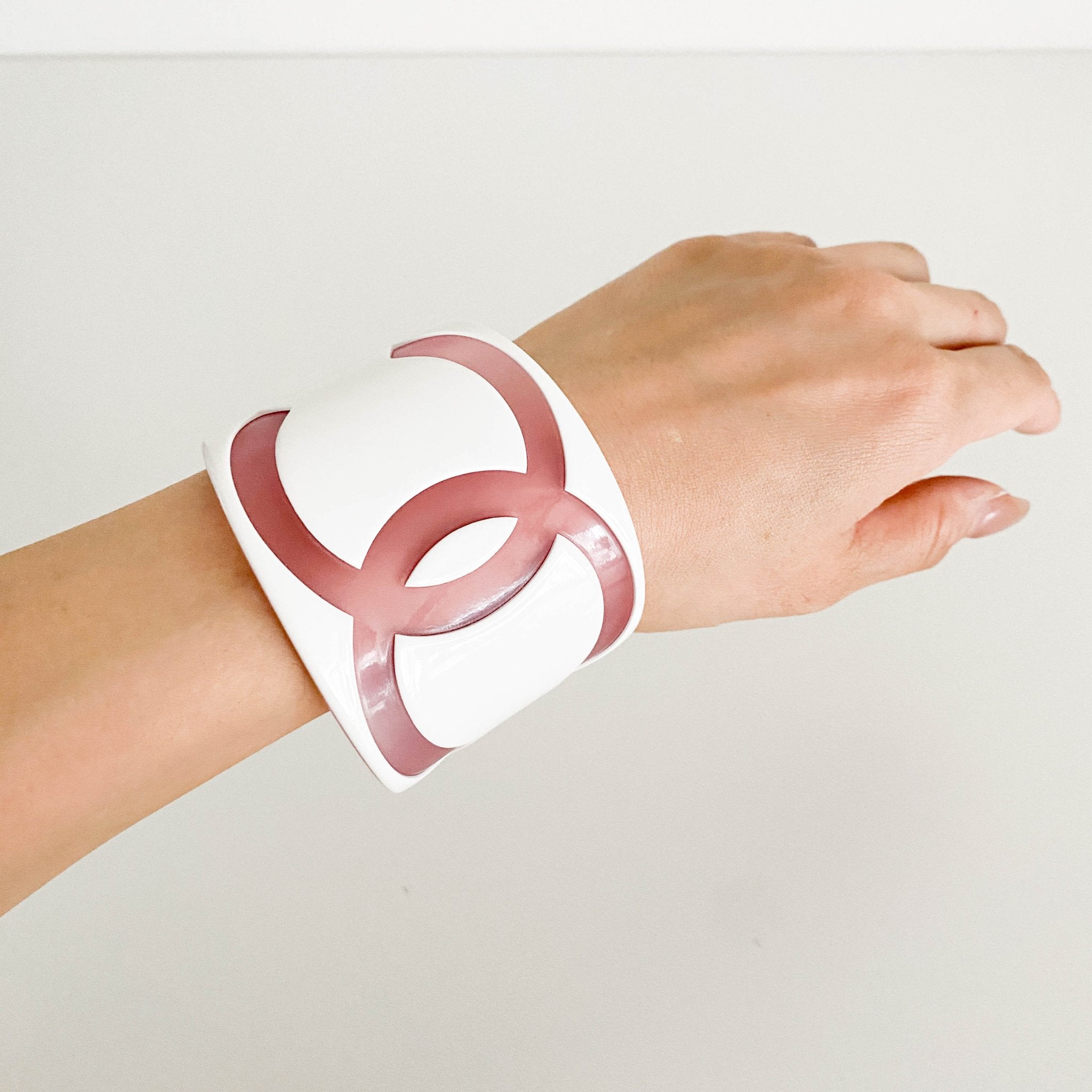 CHANEL Vintage Chanel Pink Cutout Oversize CC Cuff2001, in , Sold by HIVE PRELOVED - Bracelets / Bangles, ,