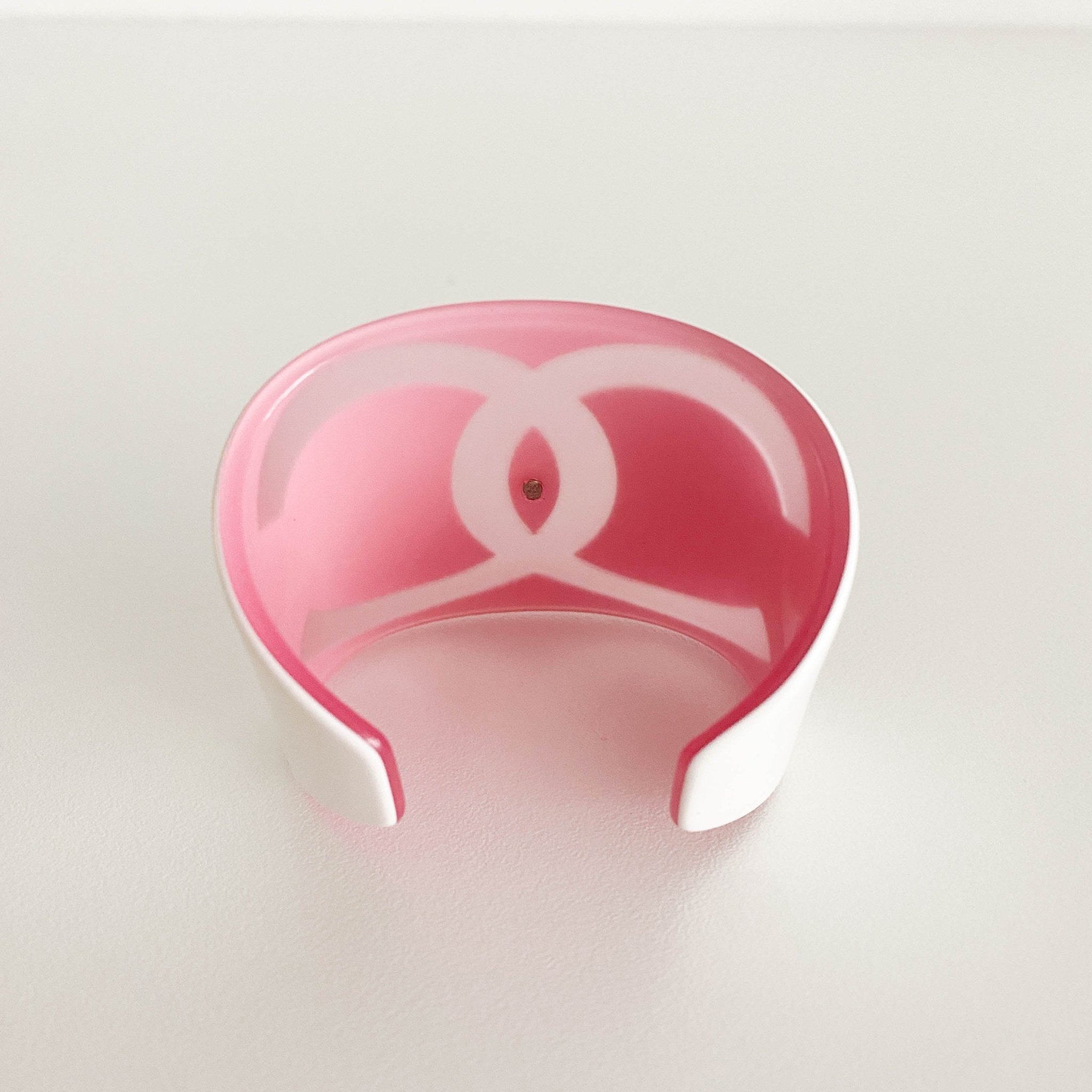 CHANEL Vintage Chanel Pink Cutout Oversize CC Cuff2001, in , Sold by HIVE PRELOVED - Bracelets / Bangles, ,