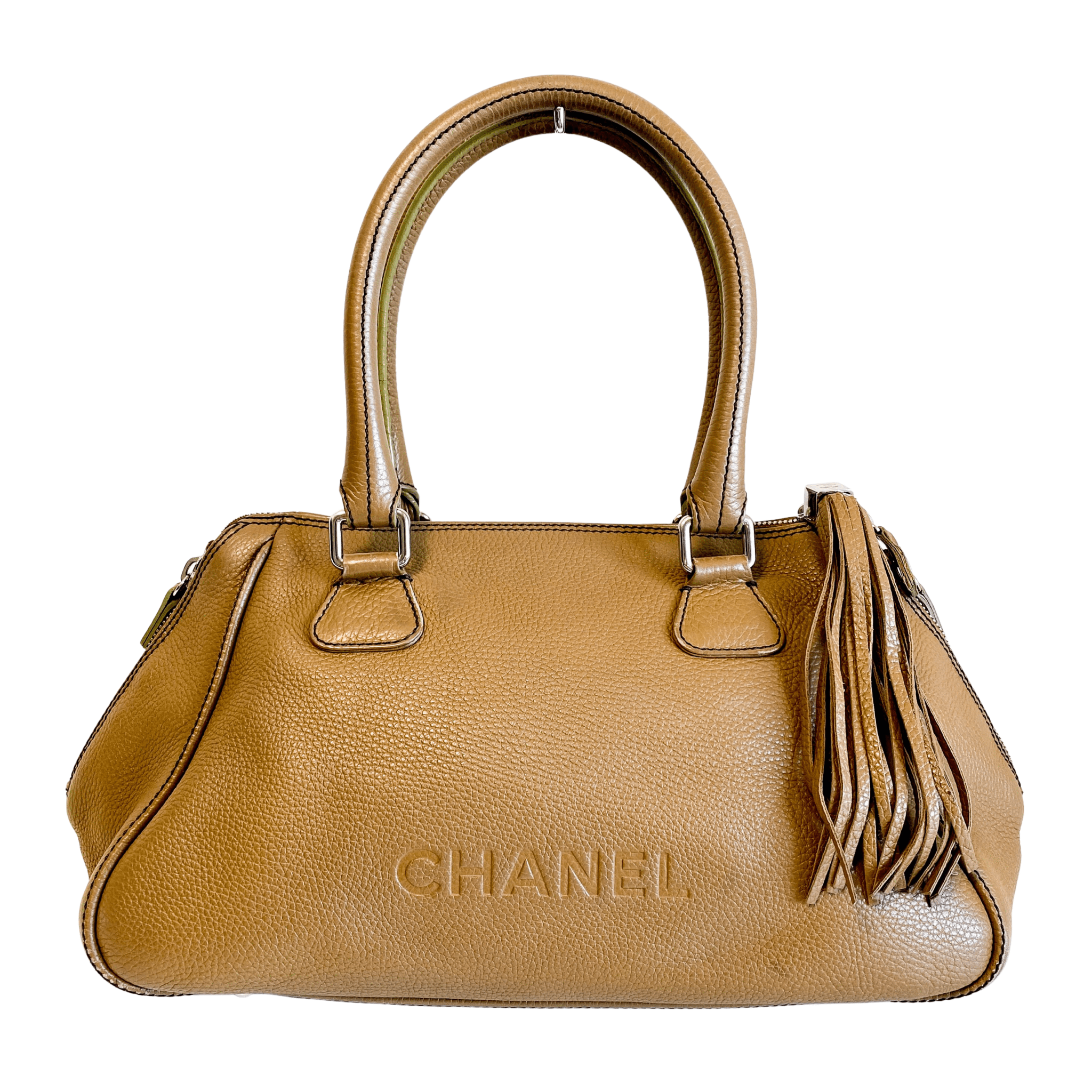 CHANEL Y2K Vintage Brown Leather Top Handle Bag, in , Sold by HIVE PRELOVED - Handle Bags, ,