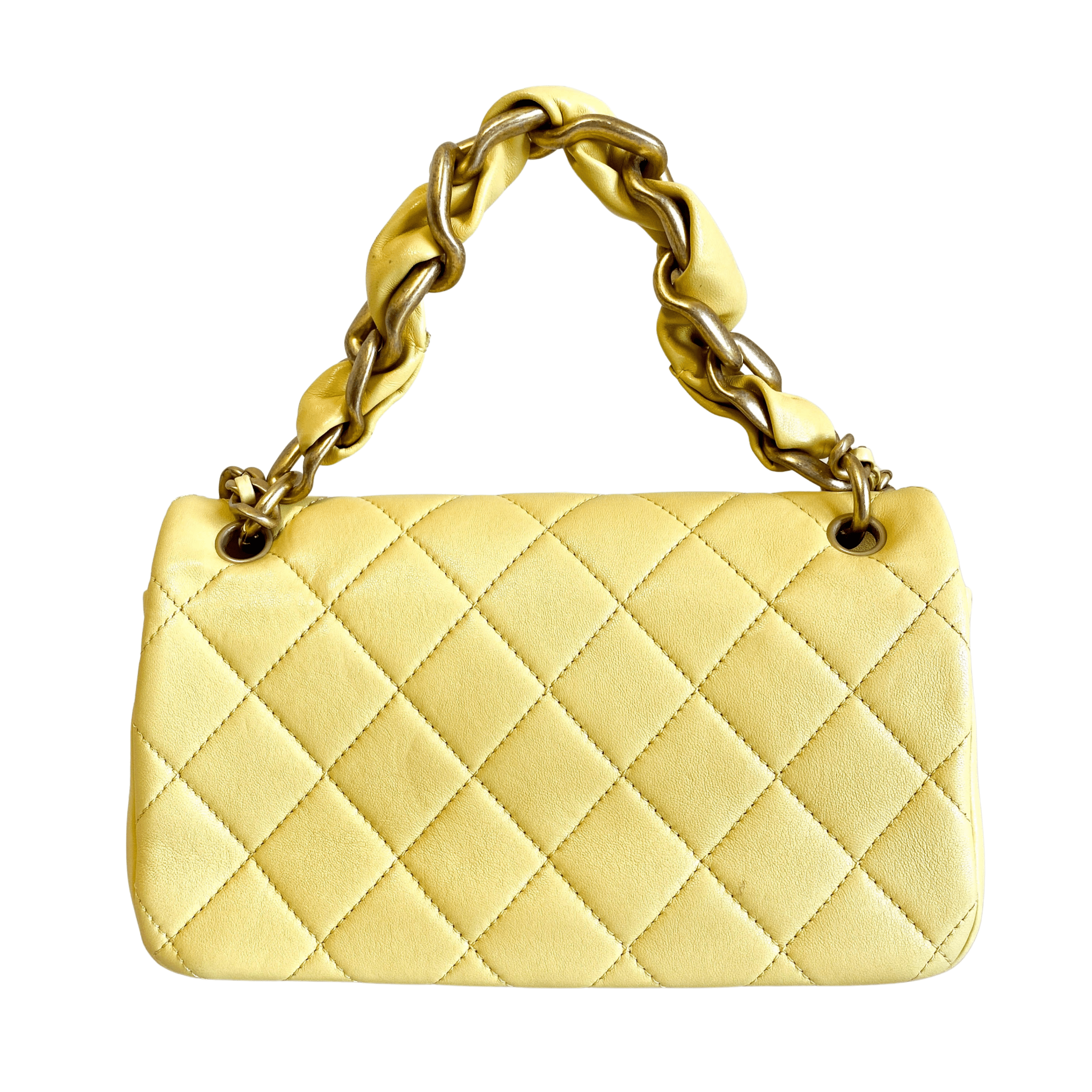 CHANEL Yello Quilted Lamb Leather Chain Top Handle Crossbody Bag, in , Sold by HIVE PRELOVED - Crossbody bags, Handle Bags,