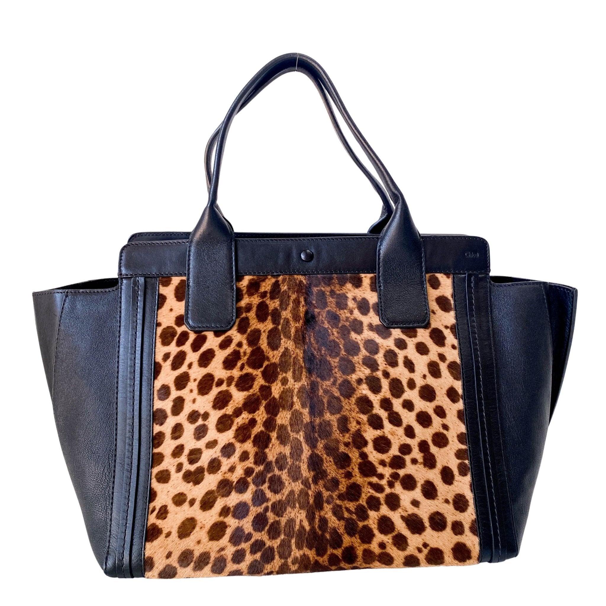 CHLOÉ Alison Pony Hair Calfskin Leopard Print Tote Black, in , Sold by HIVE PRELOVED - Totes, ,
