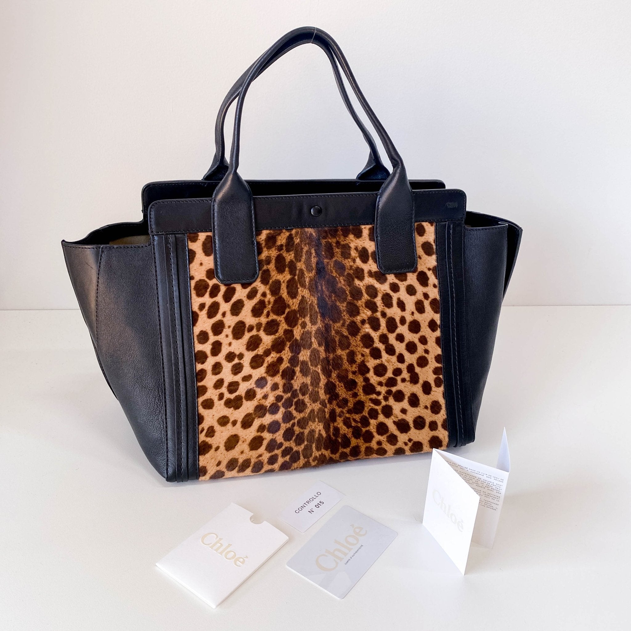 CHLOÉ Alison Pony Hair Calfskin Leopard Print Tote Black, in , Sold by HIVE PRELOVED - Totes, ,