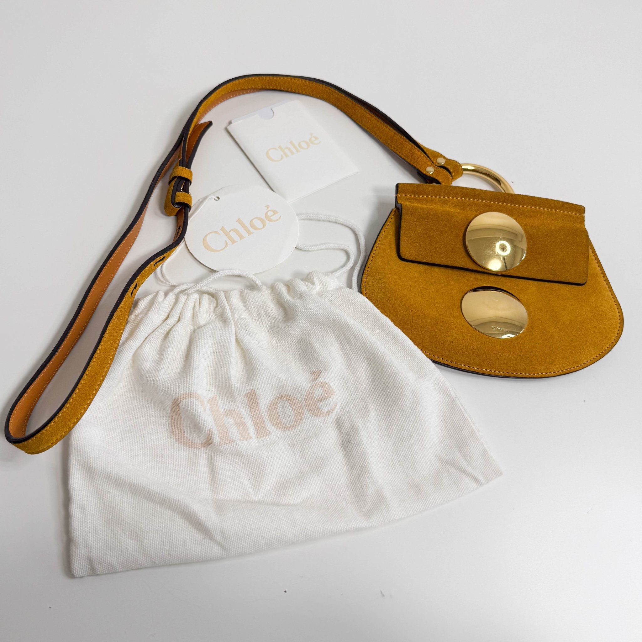 CHLOÉ Chloé Suede Mini Mustard Shoulder Bag Round Hardware, in , Sold by HIVE PRELOVED - Shoulder Bags, ,