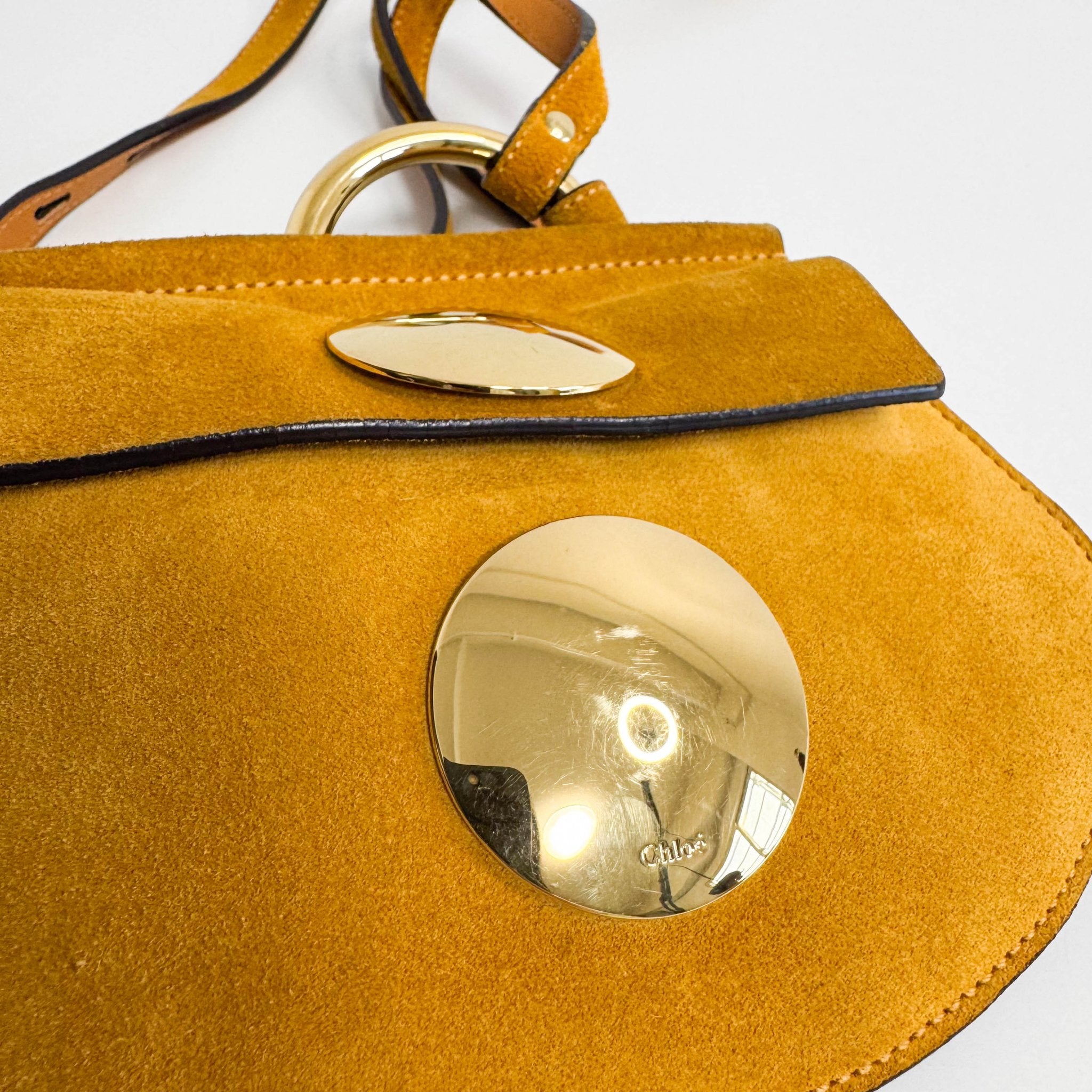 CHLOÉ Chloé Suede Mini Mustard Shoulder Bag Round Hardware, in , Sold by HIVE PRELOVED - Shoulder Bags, ,