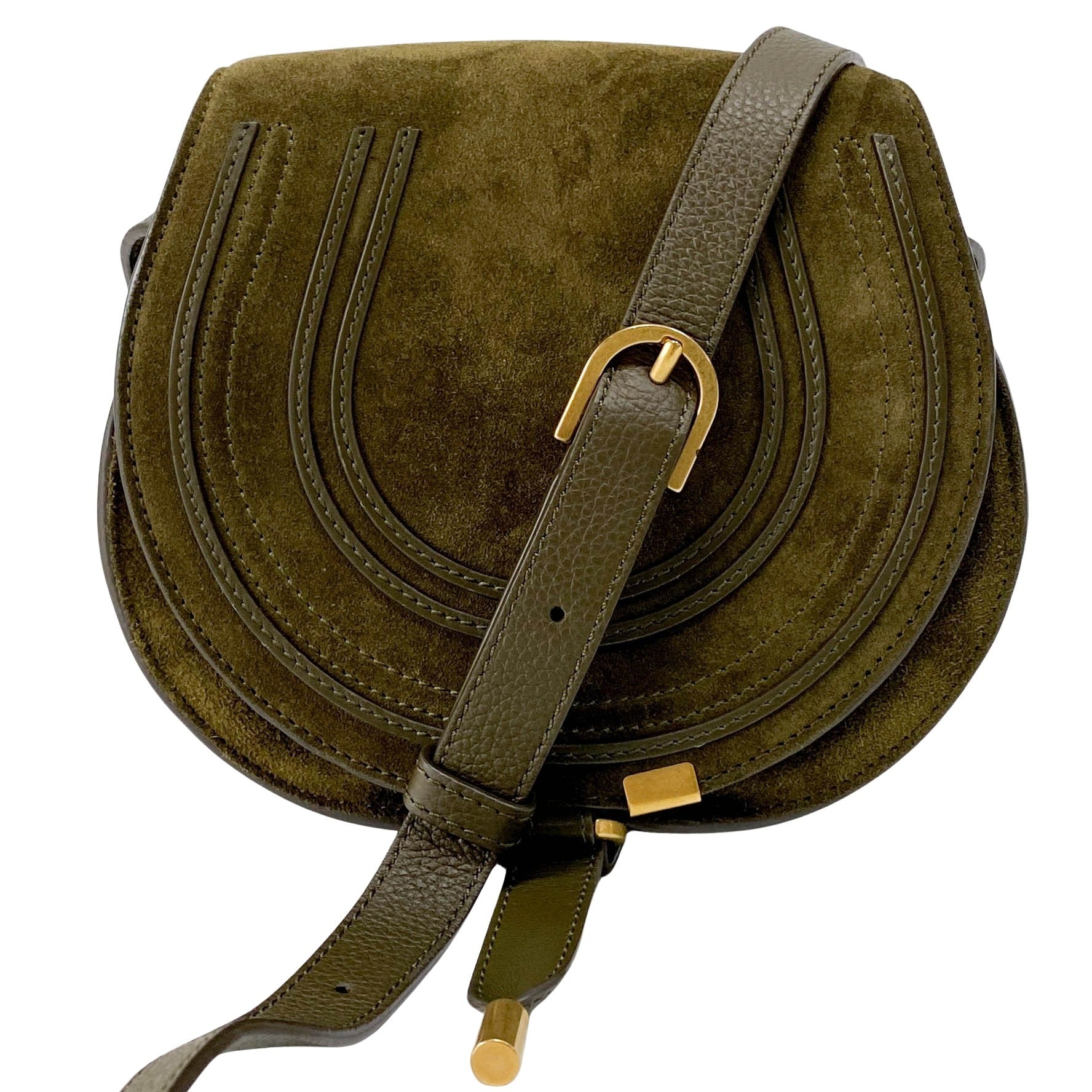 CHLOÉ Khaki Green Velvet Shoulder Bag, in , Sold by HIVE PRELOVED - Shoulder Bags, ,